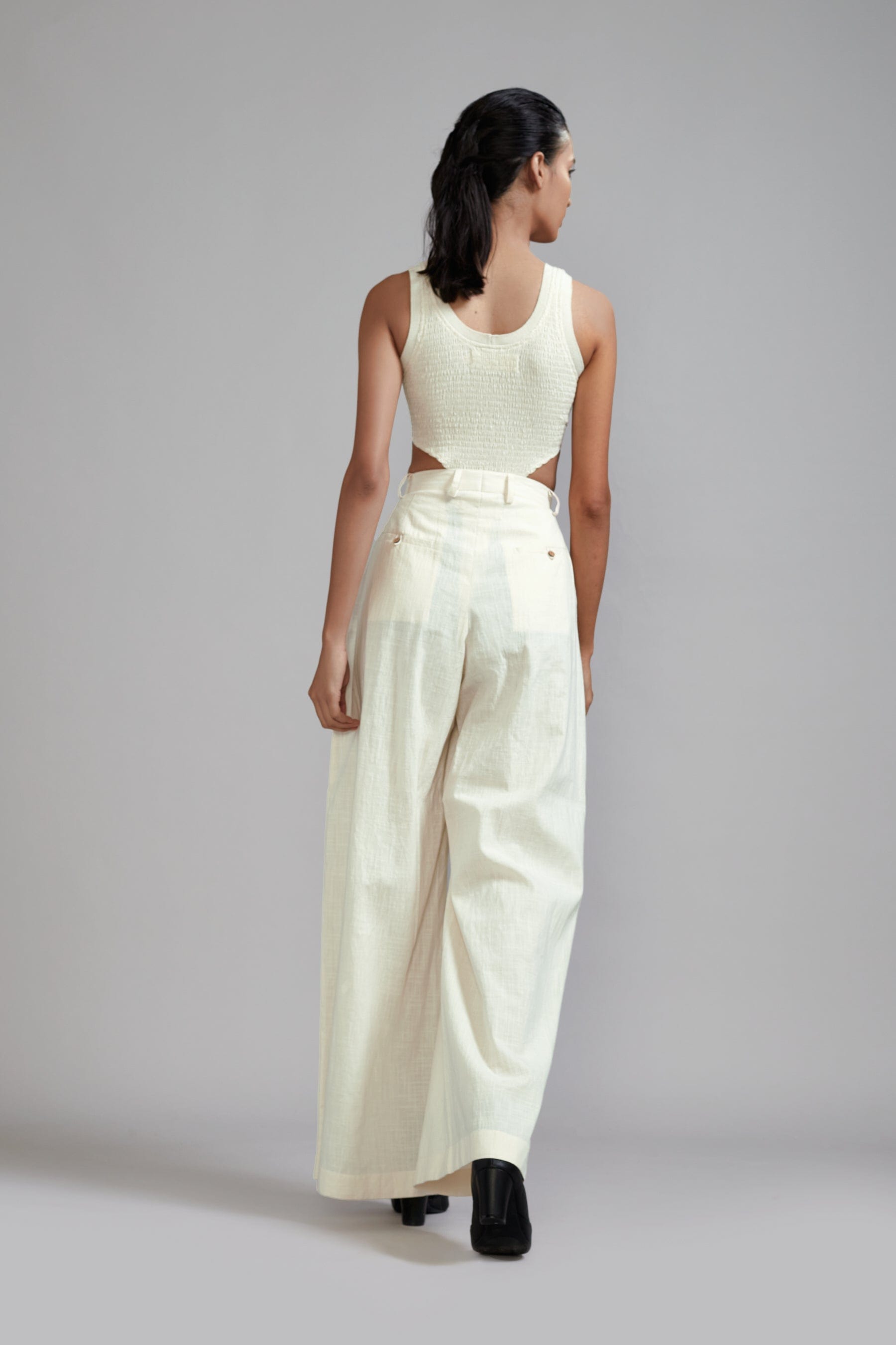 Mati Bottoms Off-White Long Pleated Trouser