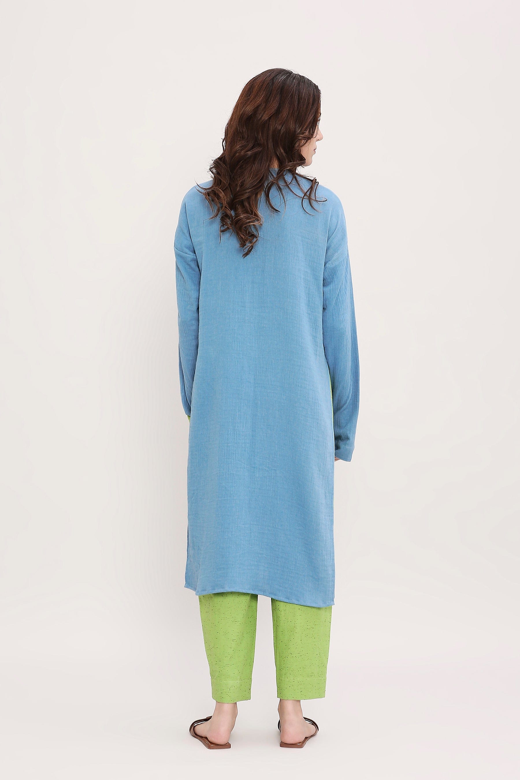 Mati Coco Blue & Green Embroidered Co-Ord Set Back View