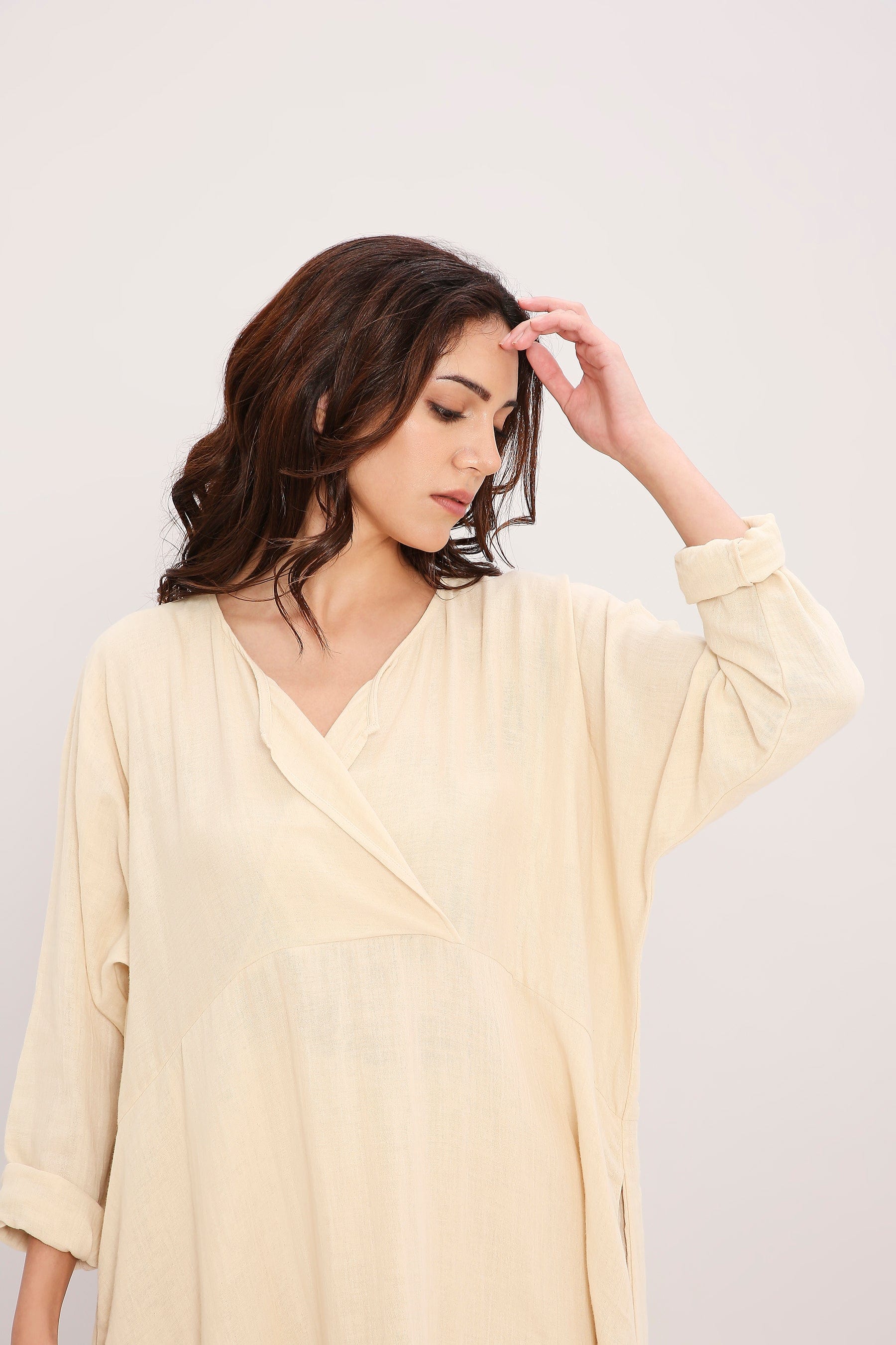 Mati Coco Cream Kaftan Tunic Co-Ord Set (2 PCS)