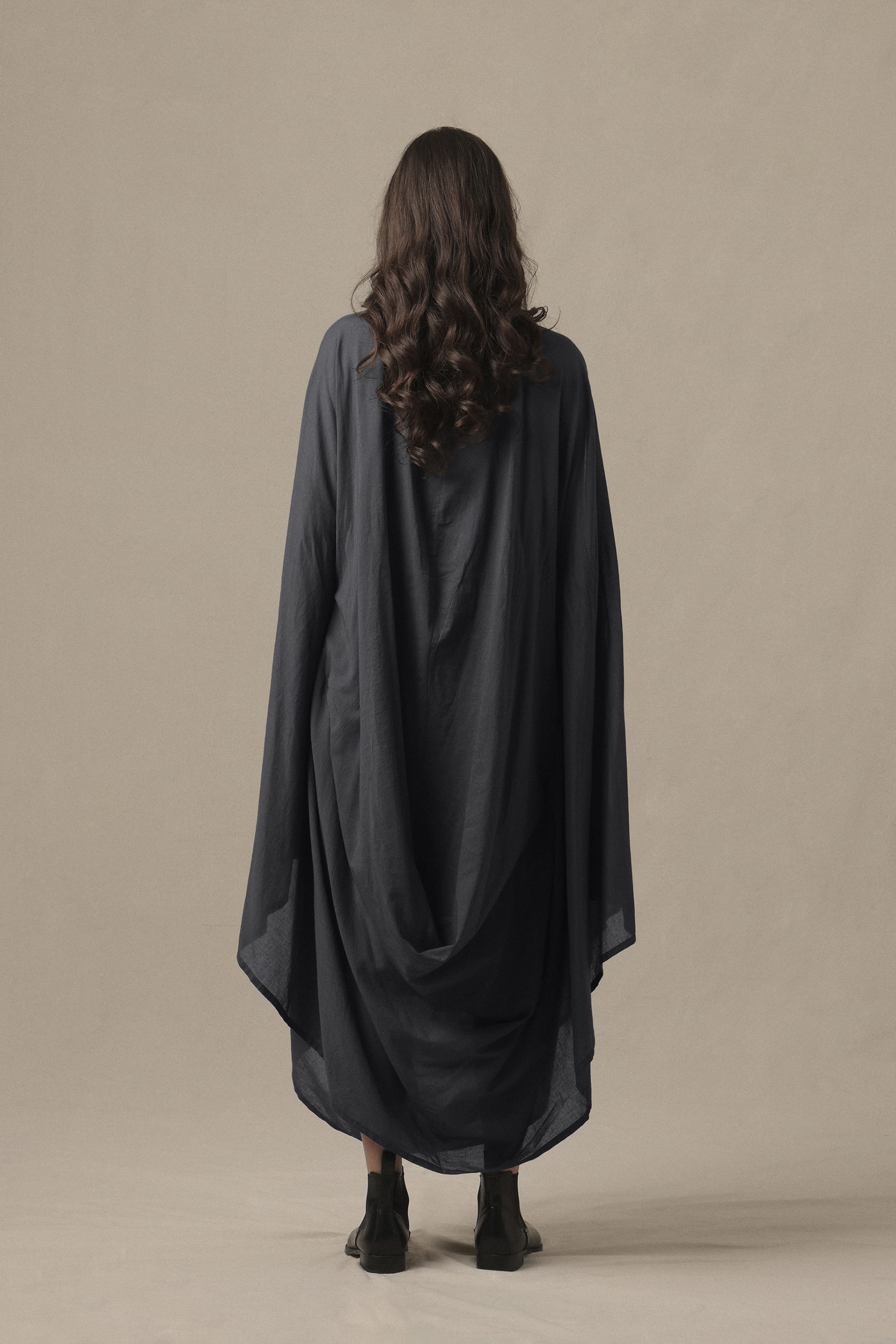 Mati Dresses Belted Ash Gray Cowl Dress