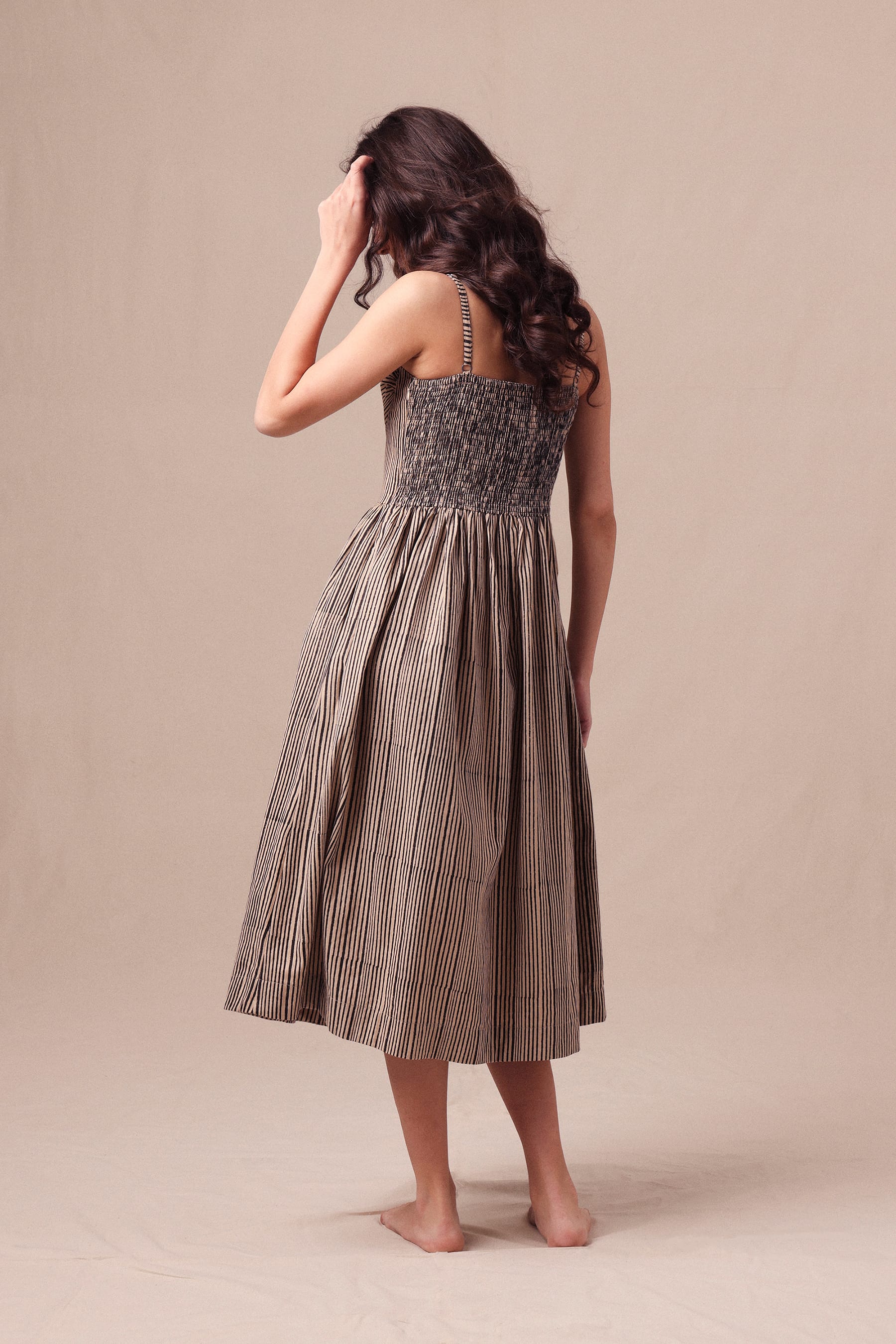 Mati Dresses Charcoal Striped Corset Dress