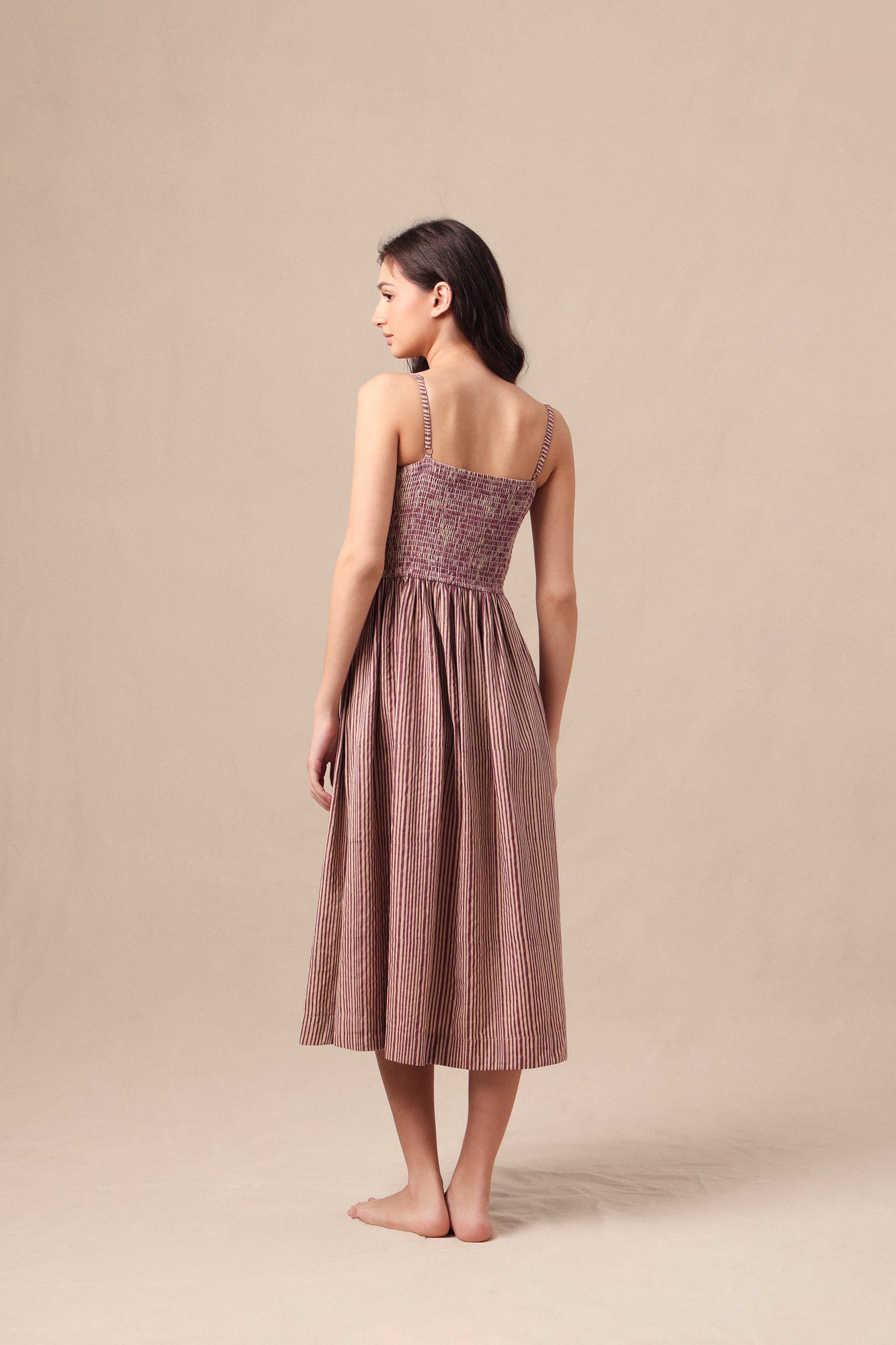 Mati Dresses Mauve Striped Corset Dress