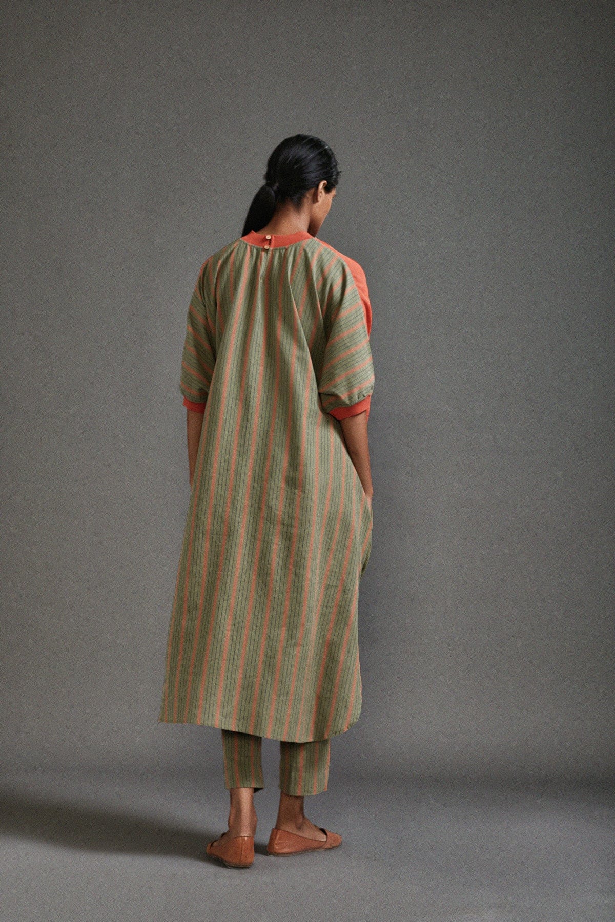 Mati Dresses Rust & Green CB Cowl Tunic Set