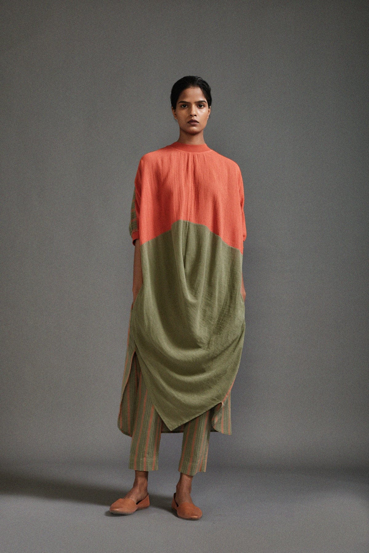 Mati Dresses XS Rust & Green CB Cowl Tunic Set