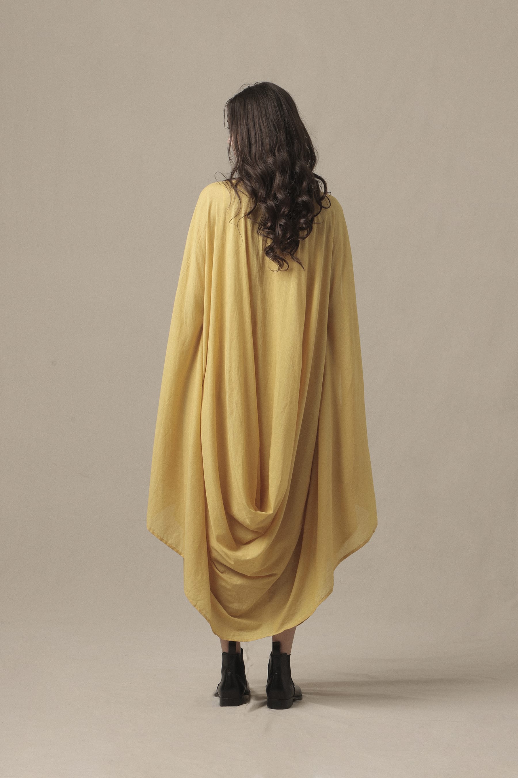 Mati Dresses Yellow Cowl Dress