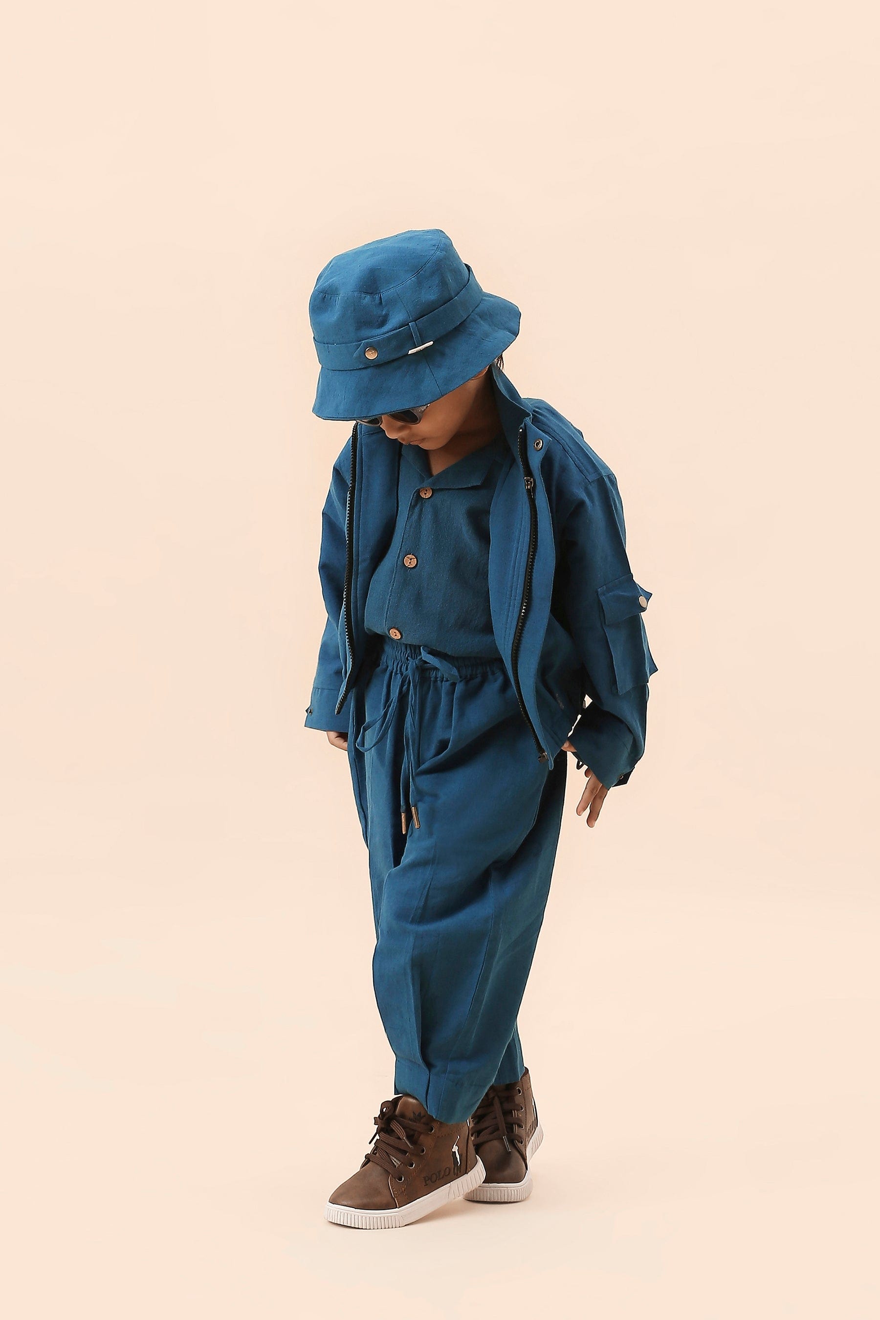 Mati JACKET 0-6 months Mini MATI Boys Blue Safari Crop Jacket