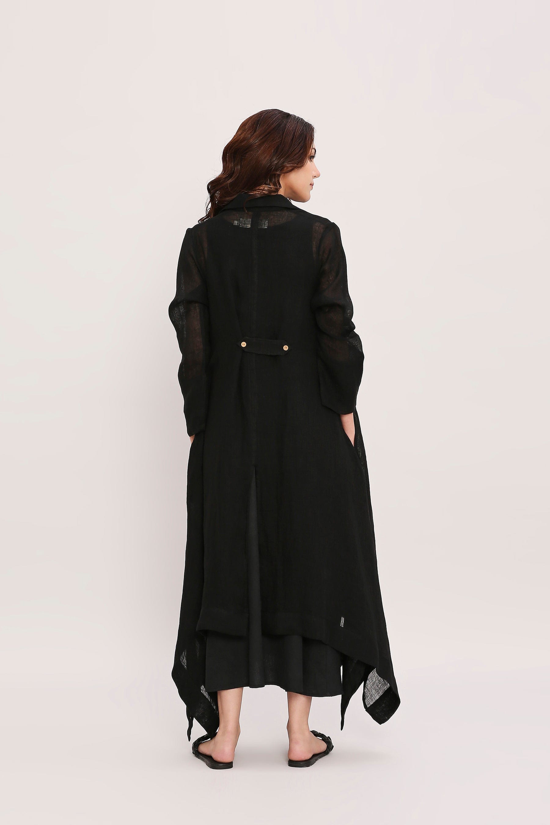 Mati JACKET Black Linen Trench Koza Jacket