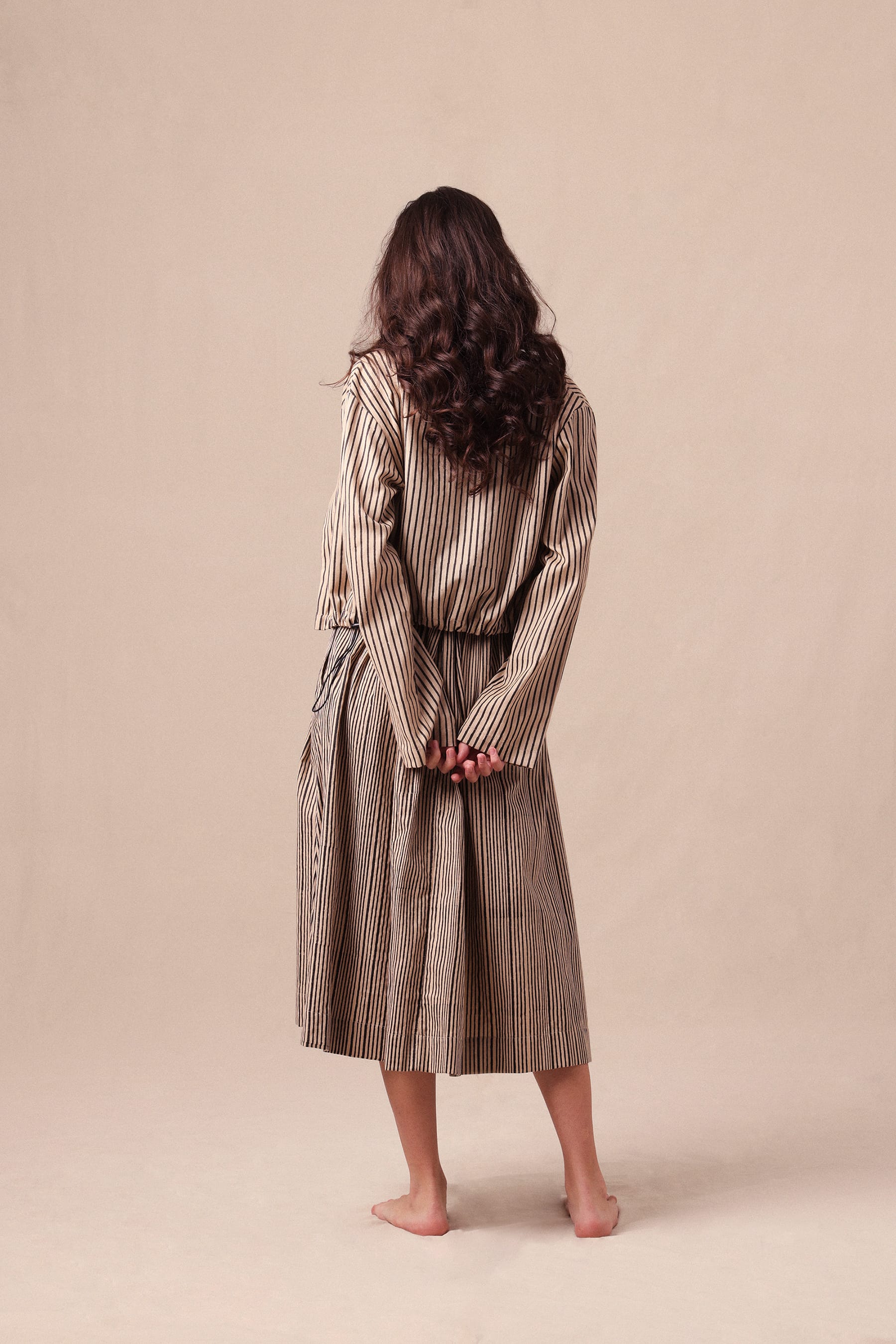 Mati JACKET Charcoal Striped Crop Jacket