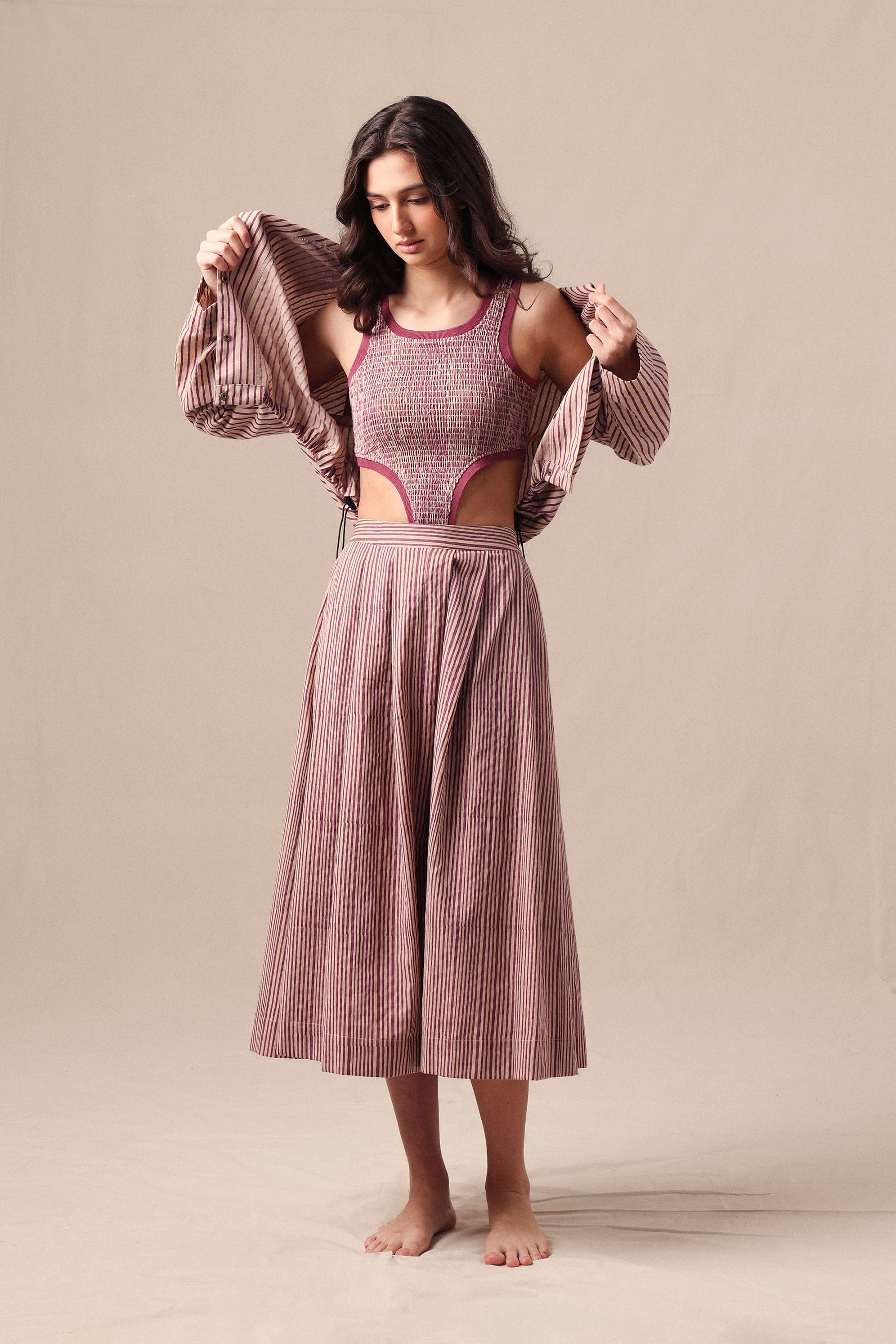 Mati JACKET Mauve Striped Crop Jacket