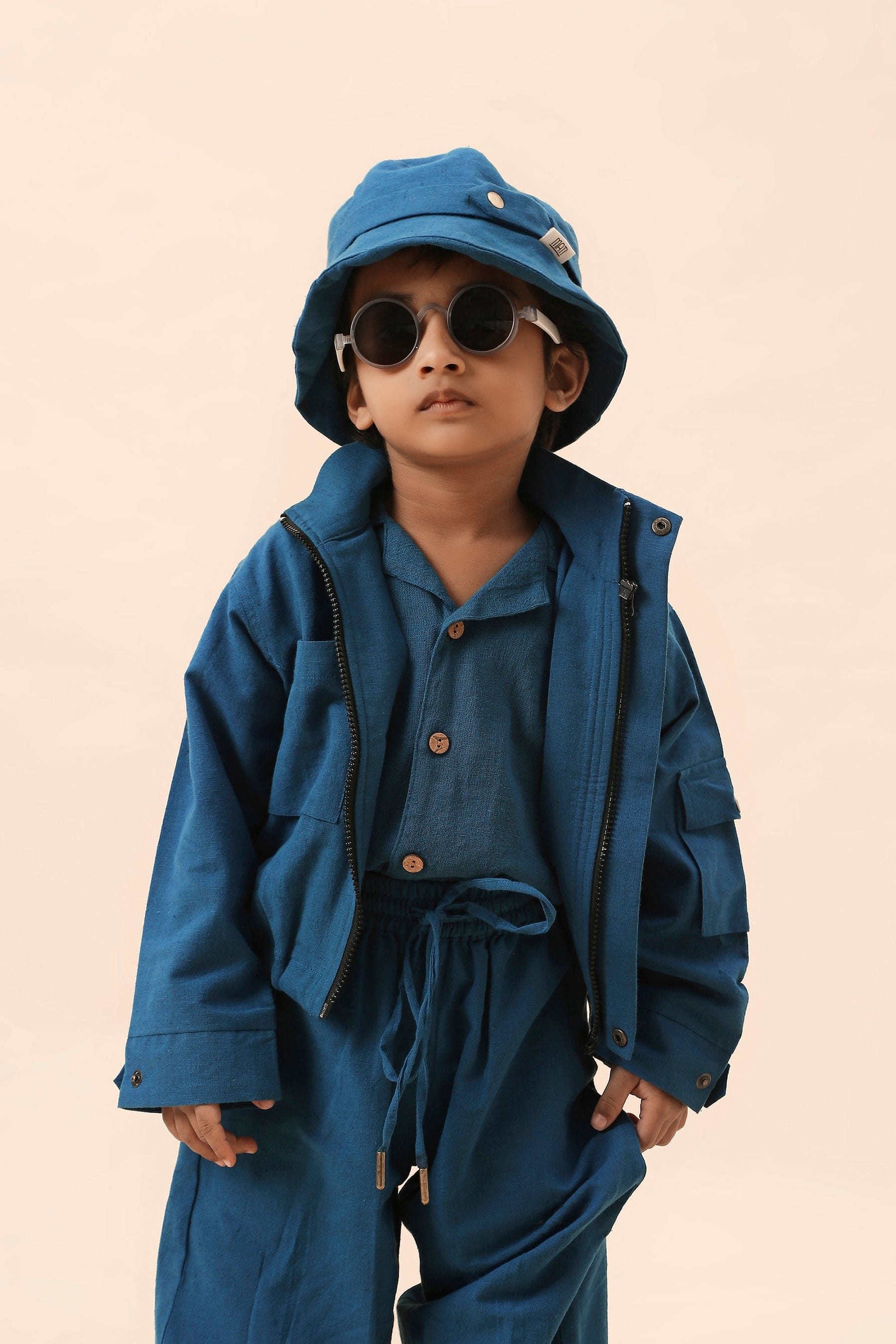 Mati JACKET Mini MATI Boys Blue Safari Crop Jacket