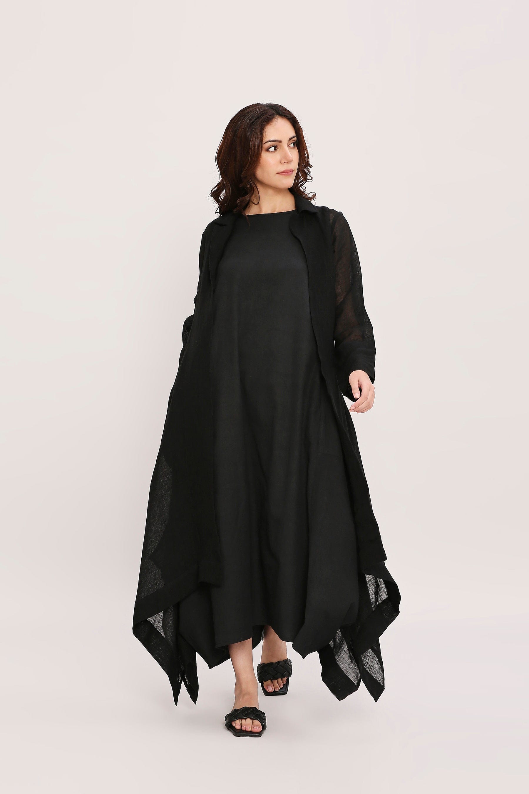 Mati JACKET XS Black Linen Trench Koza Jacket