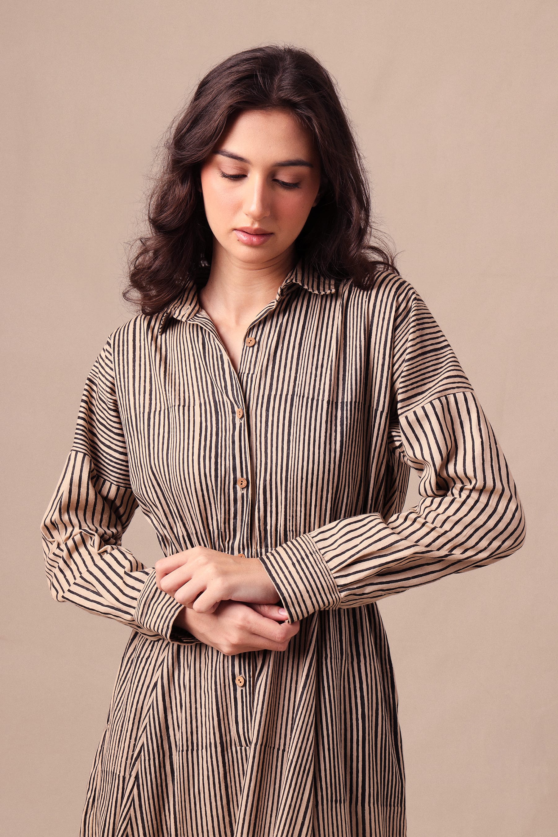 Mati JUMPSUIT Charcoal Striped Shirt Sphara Jumpsuit