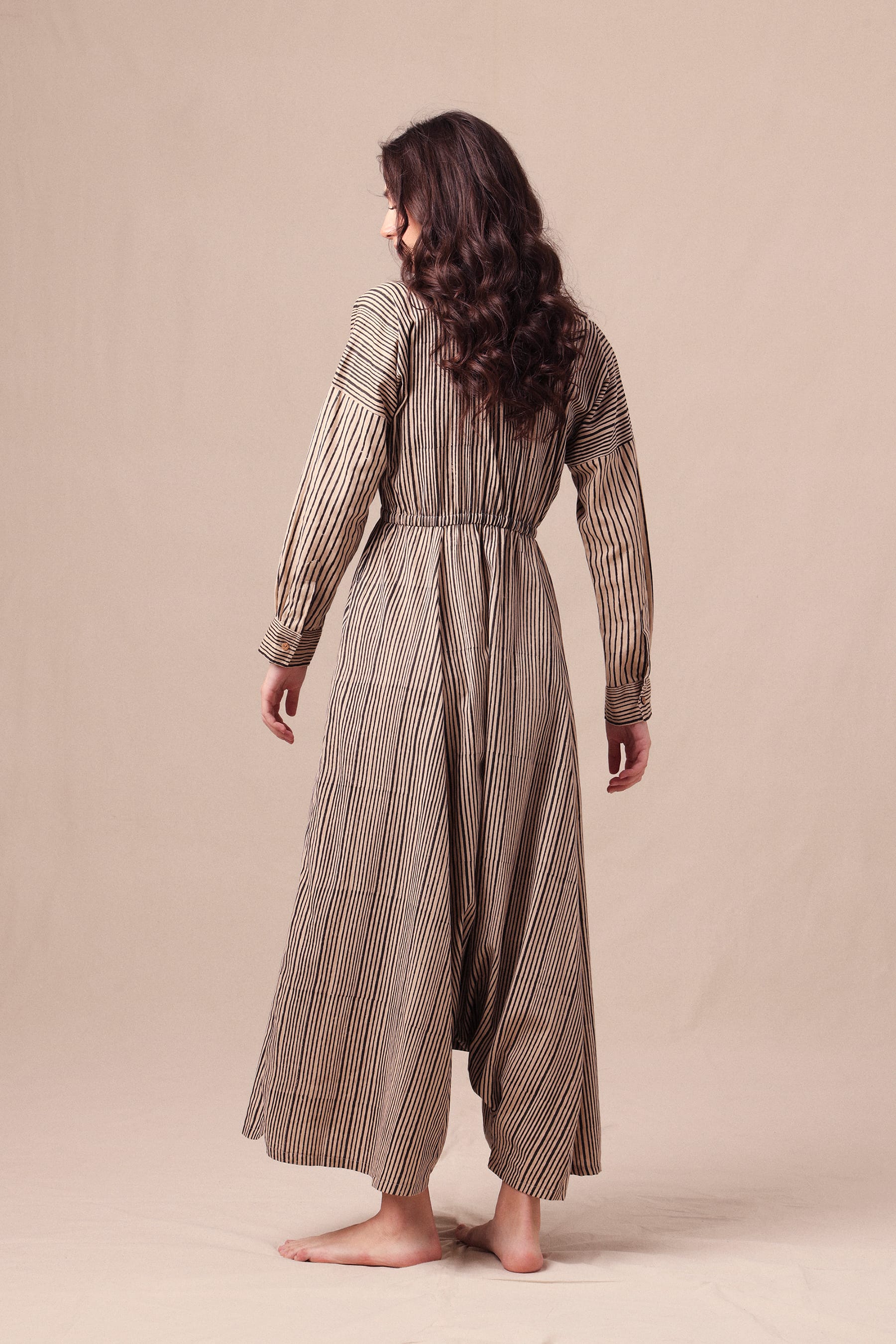 Mati JUMPSUIT Charcoal Striped Shirt Sphara Jumpsuit