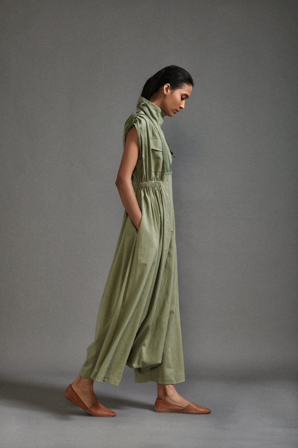 Organic Cotton Green Jumpsuit for Women by Sustainable Fashion Label MATI
