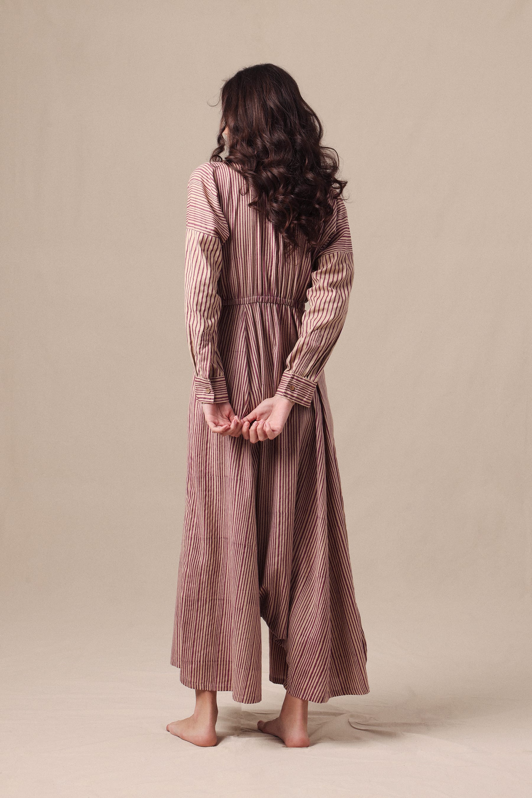 Mati JUMPSUIT Mauve Striped Shirt Sphara Jumpsuit