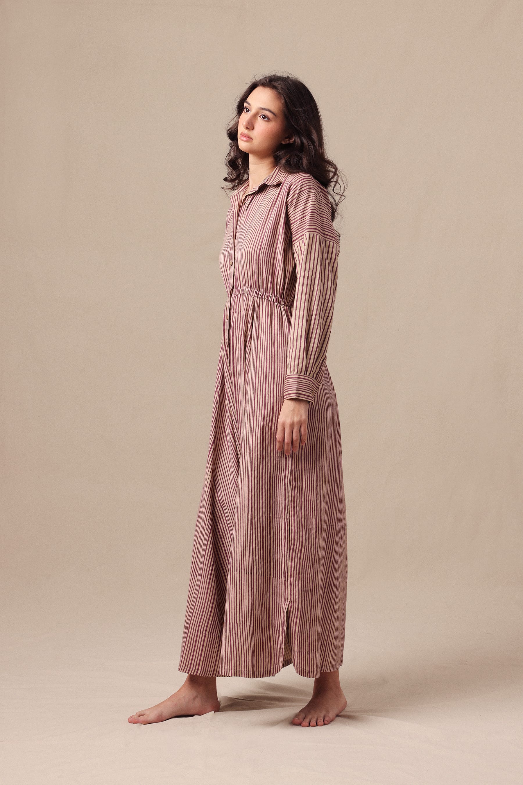 Mati JUMPSUIT Mauve Striped Shirt Sphara Jumpsuit