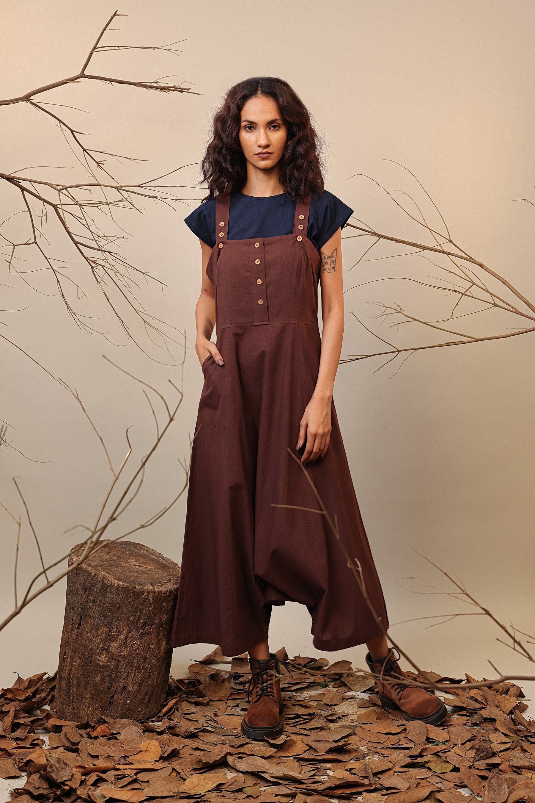 Buy Handwoven Pure Cotton Dungaress by MATI-Sustainable & Ethical Luxury Brand 5XL