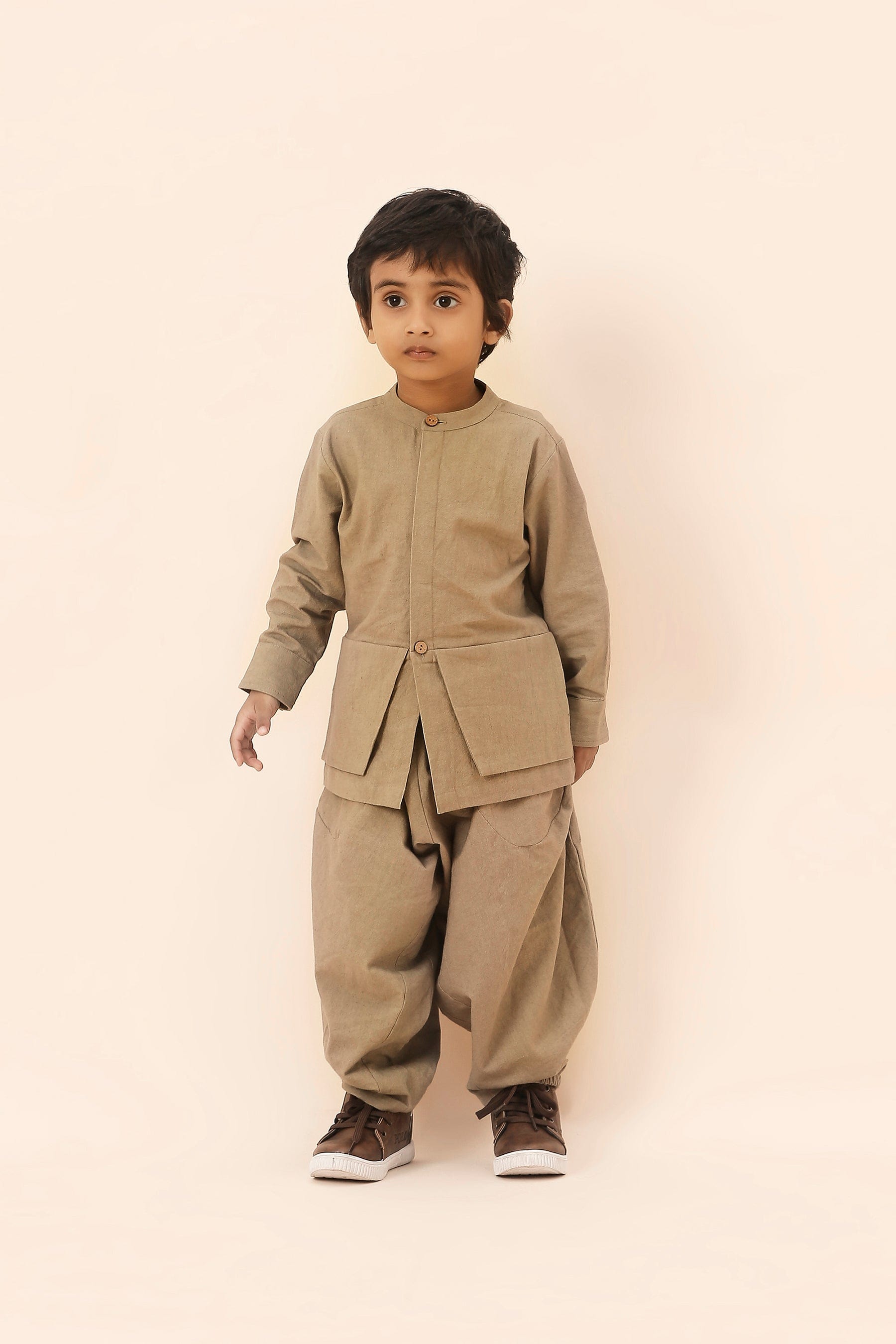 Mati Outfit Sets 0-6 months Mini MATI Boys Beige Pocket Baggy Set (2 PCS)