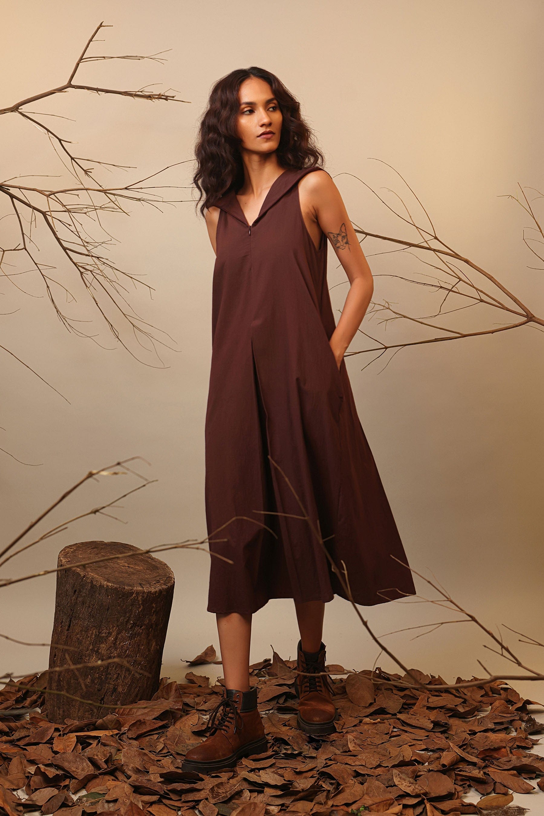 Buy Handwoven Pure Cotton Dress by MATI-Sustainable & Ethical Luxury Brand 7XL