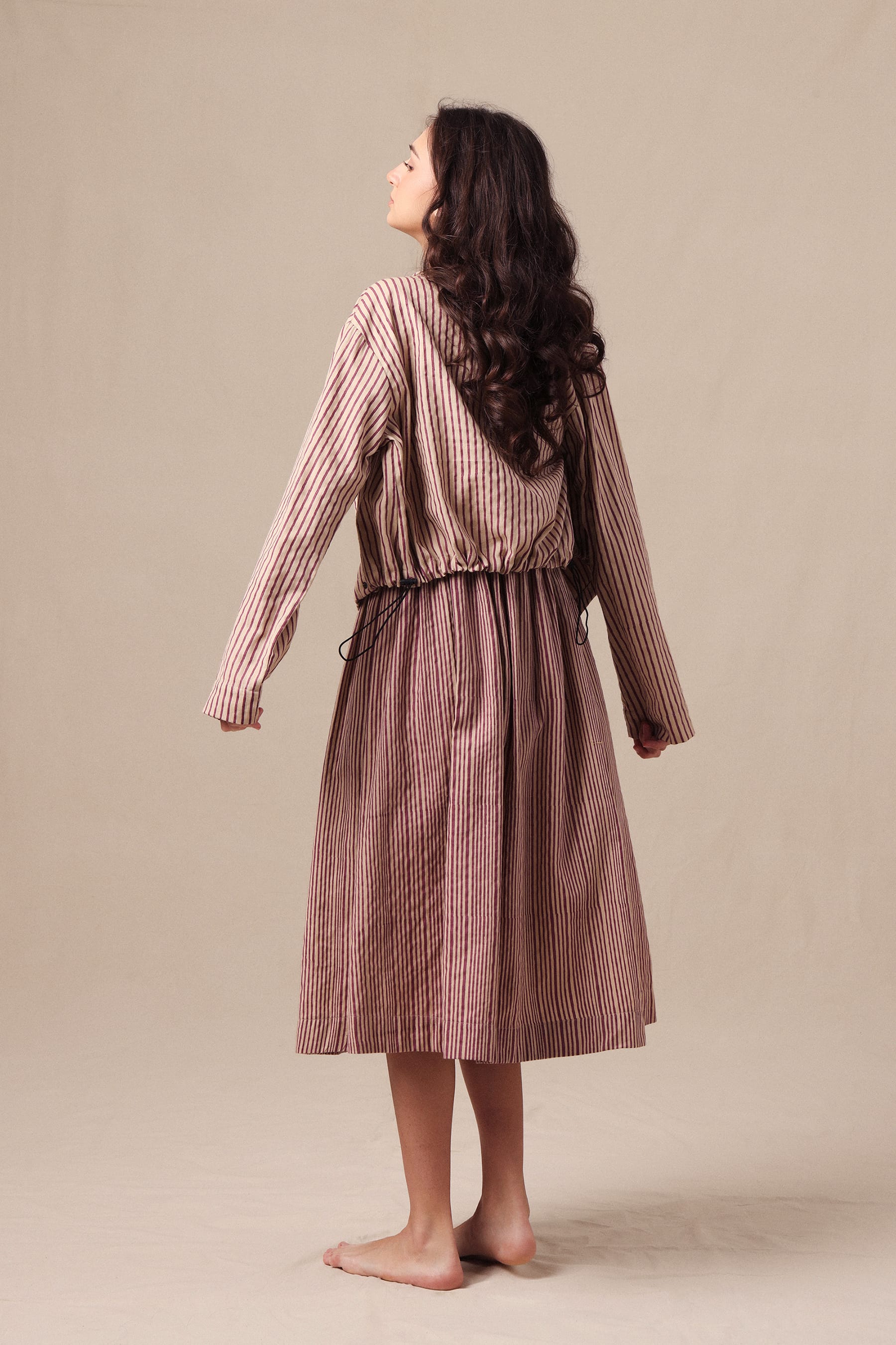 Mati Outfit Sets Mauve Striped Corset Dress & Crop Jacket Set (2 PCS)