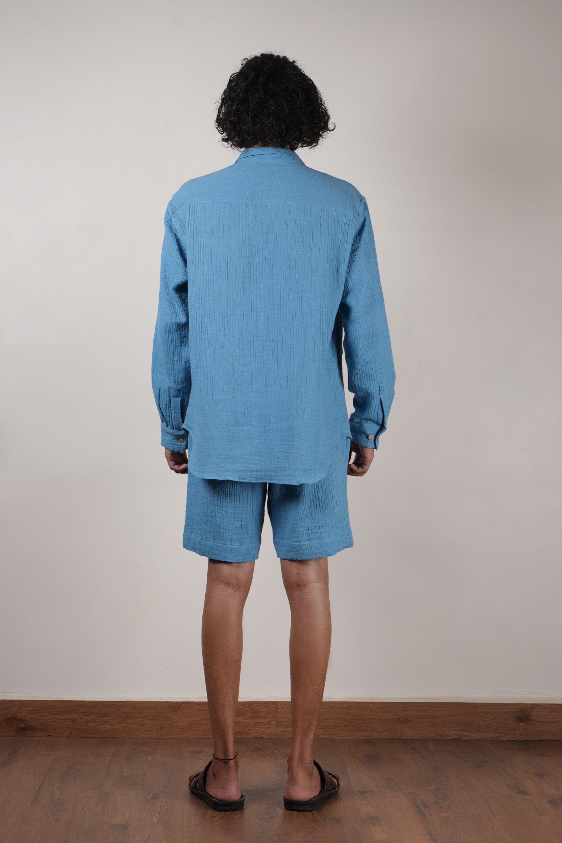 Mati Outfit Sets Men's Blue Crush Cotton Pocket Shirt & Shorts Set (2 PCS)
