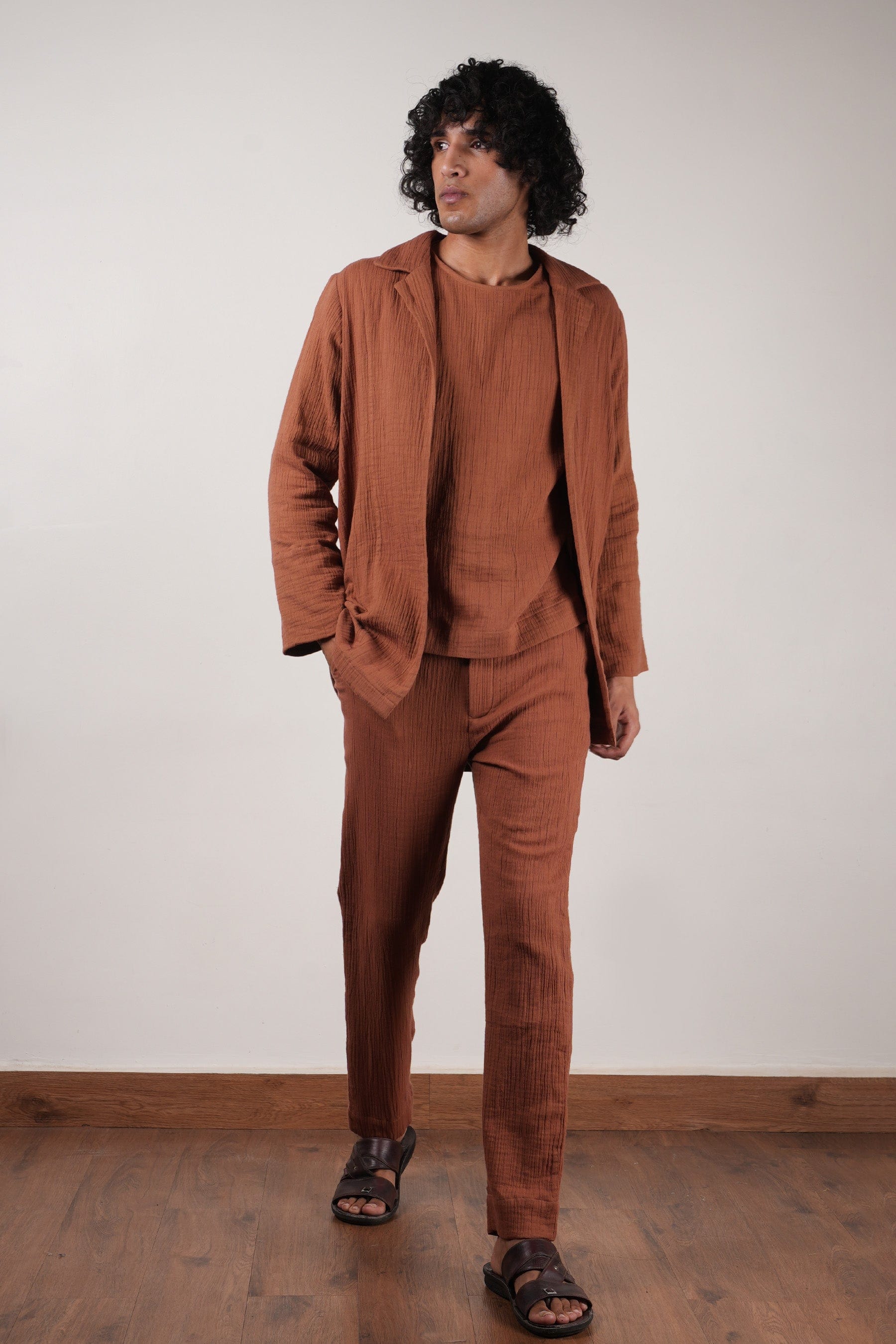 Mati Outfit Sets Men's Brown Crush T-Shirt, Pants & Jacket Set (3 PCS)