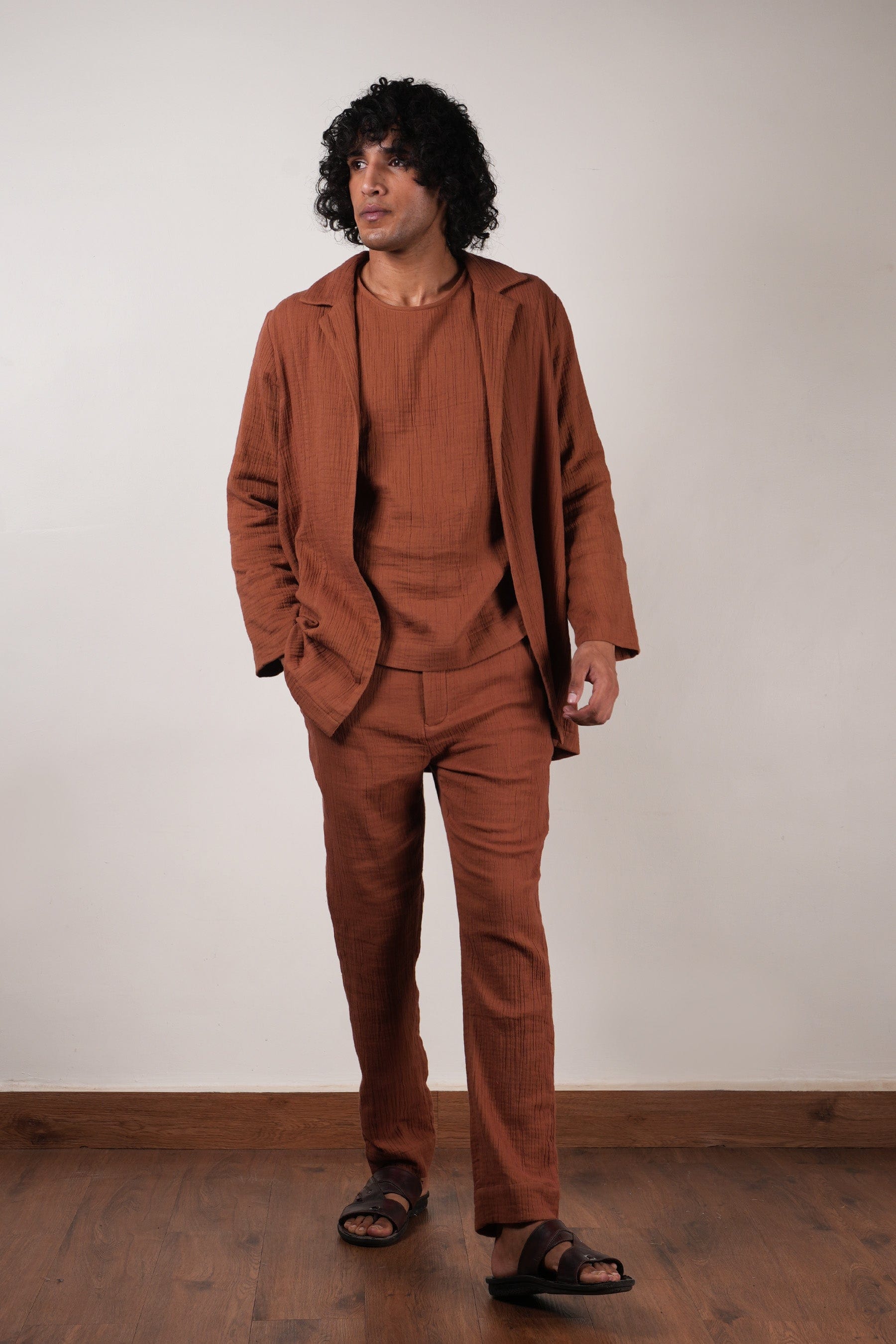 Mati Outfit Sets Men's Brown Crush T-Shirt, Pants & Jacket Set (3 PCS)