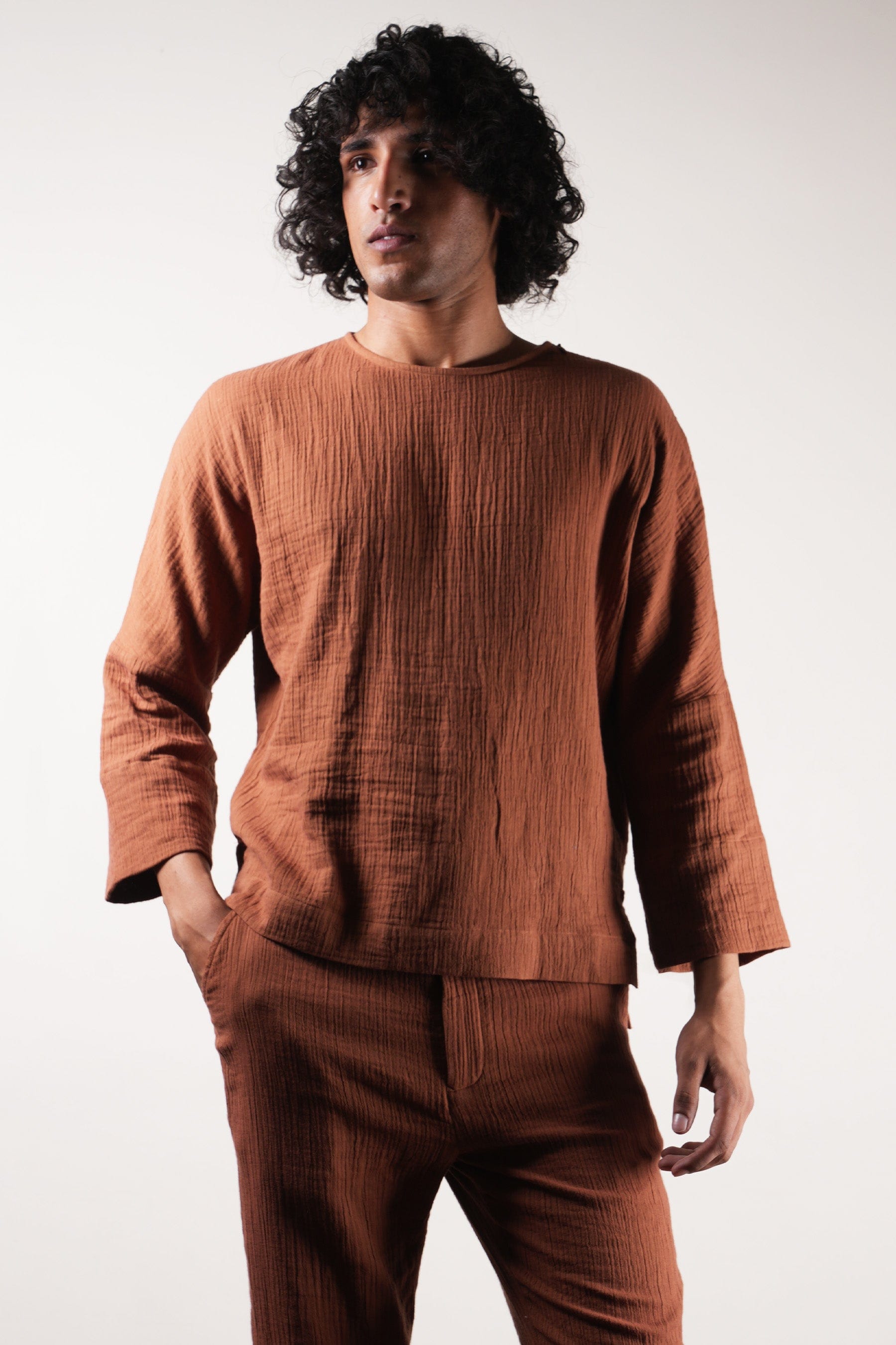 Mati Outfit Sets Men's Brown Crush T-Shirt & Pants Set (2 PCS)