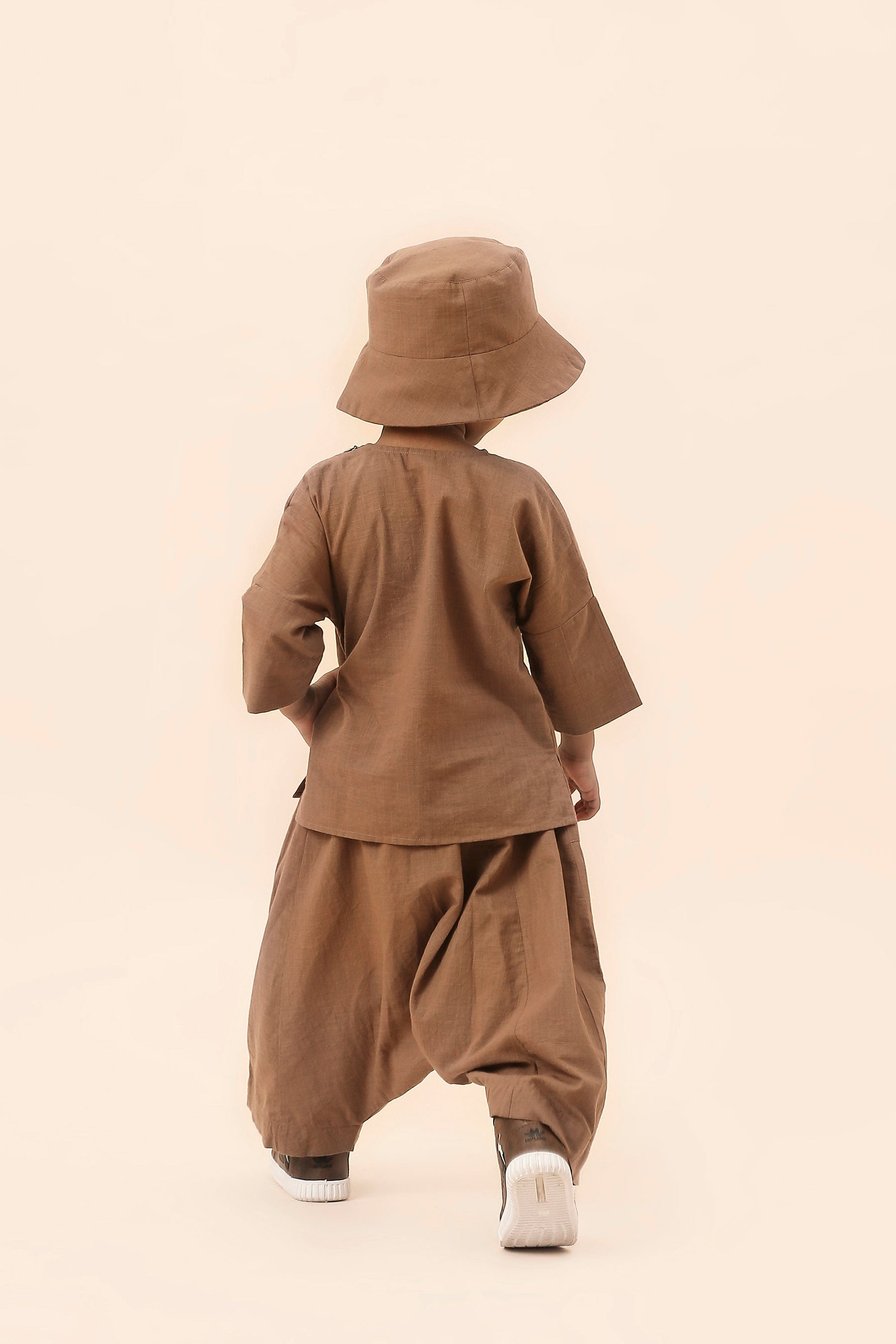 Mati Outfit Sets Mini MATI Boys Beige Cross Pocket Top & Harem Pants Set (2 PCS)