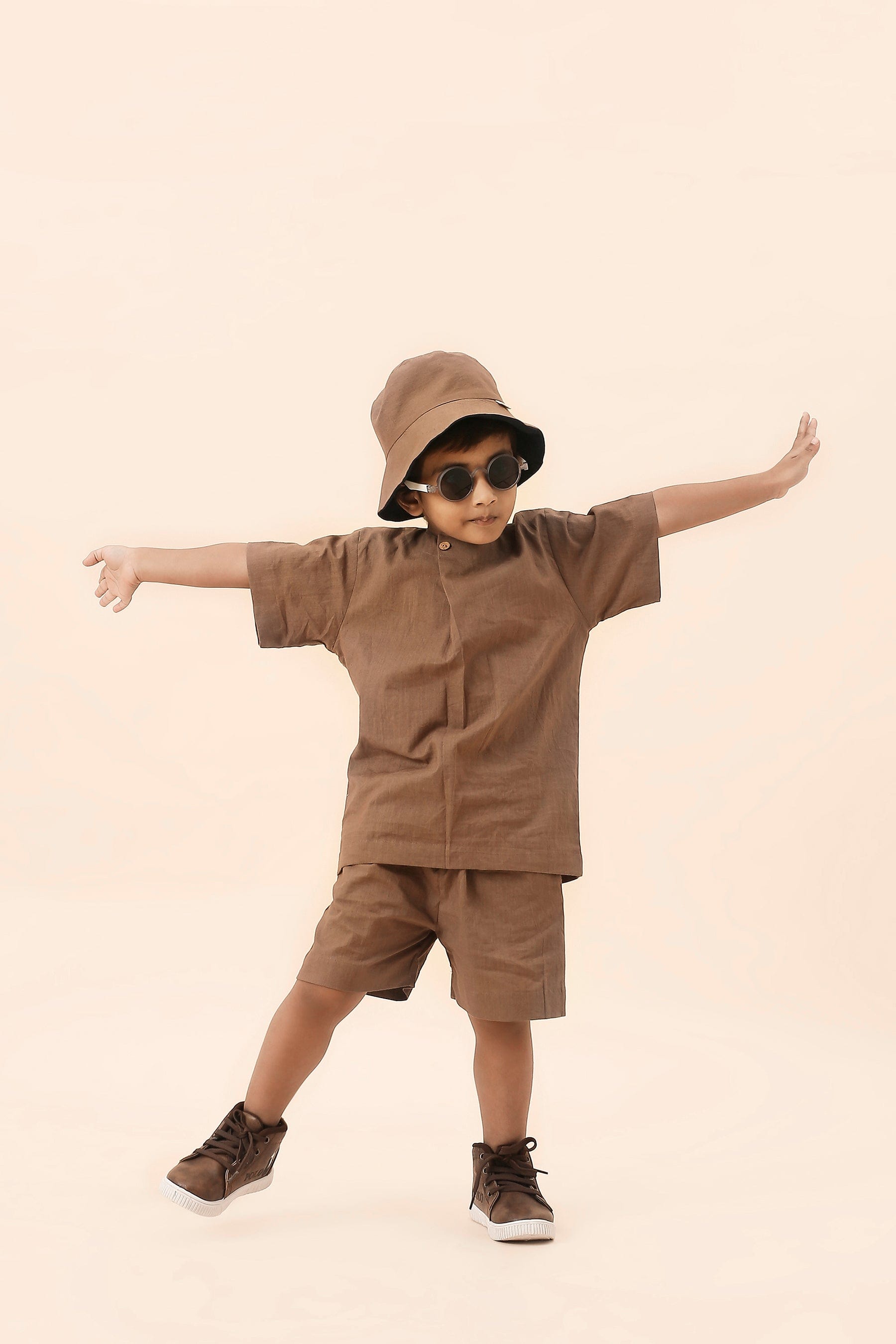 Mati Outfit Sets Mini MATI Boys Beige Overlap Co-ord Set (2 PCS)