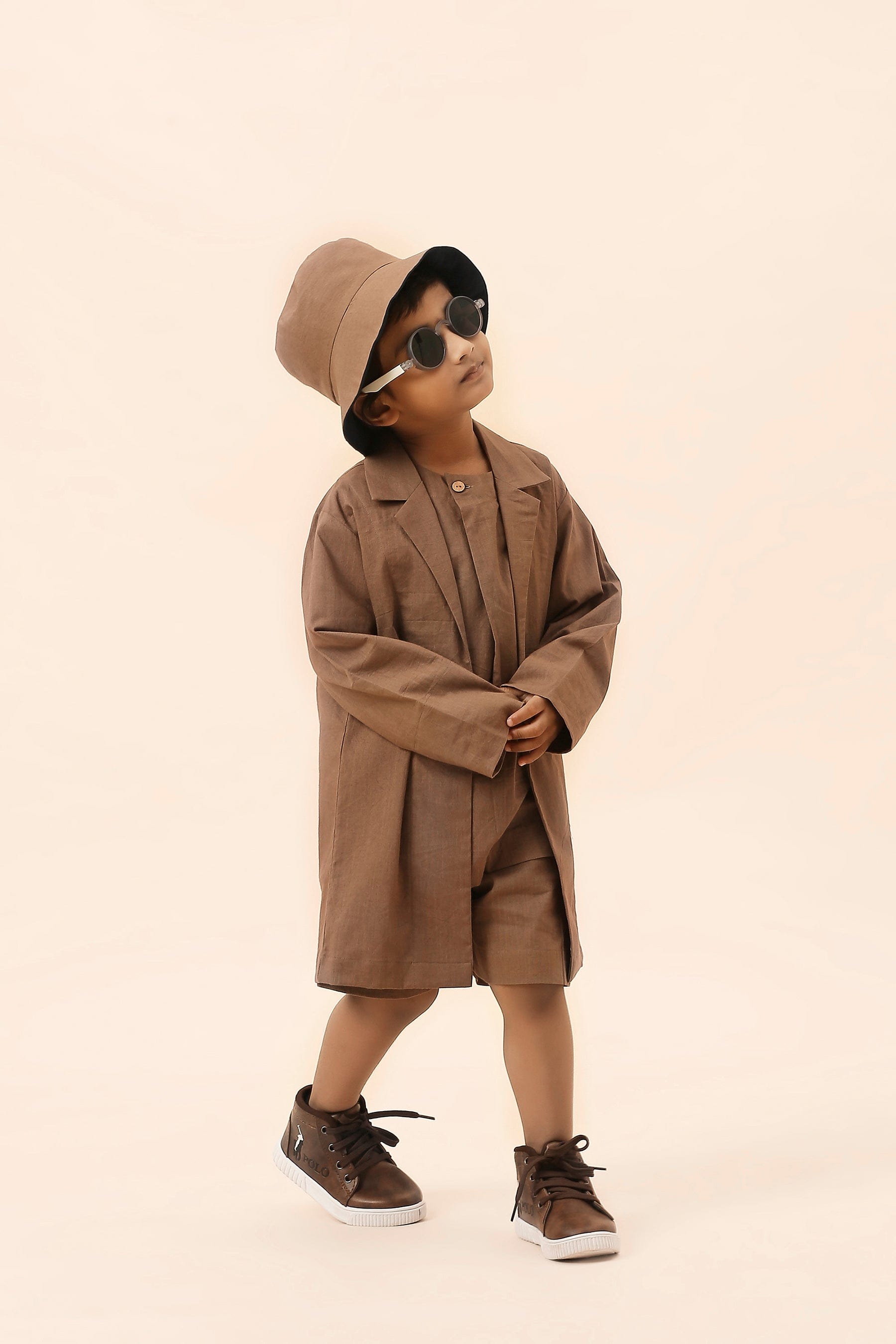 Mati Outfit Sets Mini MATI Boys Beige Overlap Jacket Set (3 PCS)