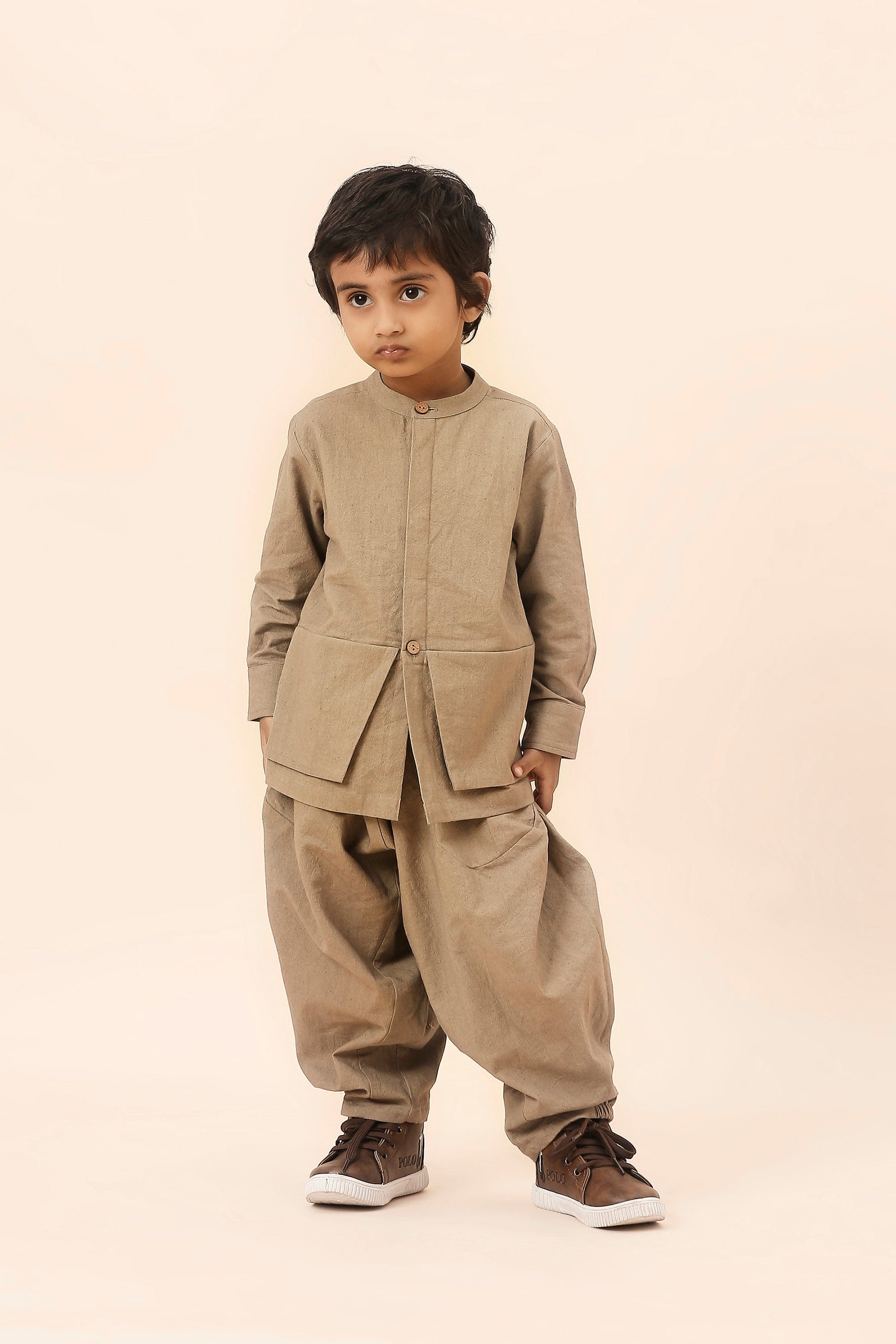 Mati Outfit Sets Mini MATI Boys Beige Pocket Baggy Set (2 PCS)