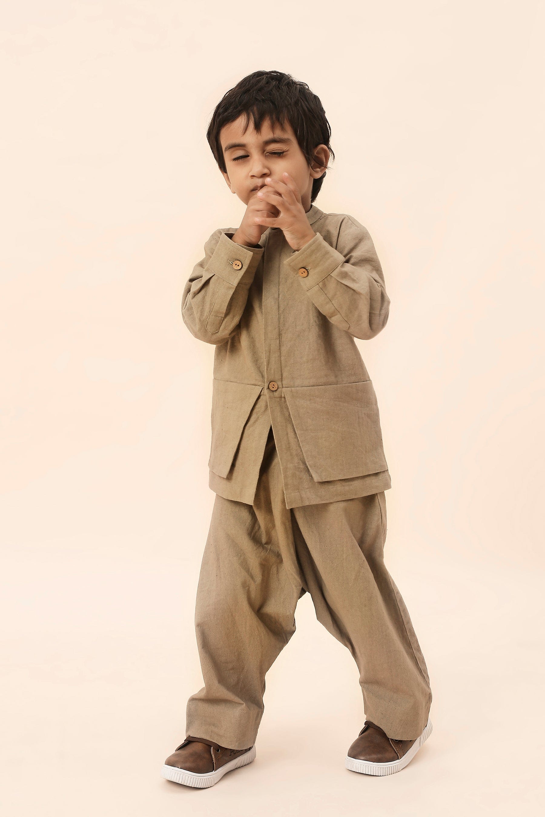 Mati Outfit Sets Mini MATI Boys Beige Pocket DC Set (2 PCS)