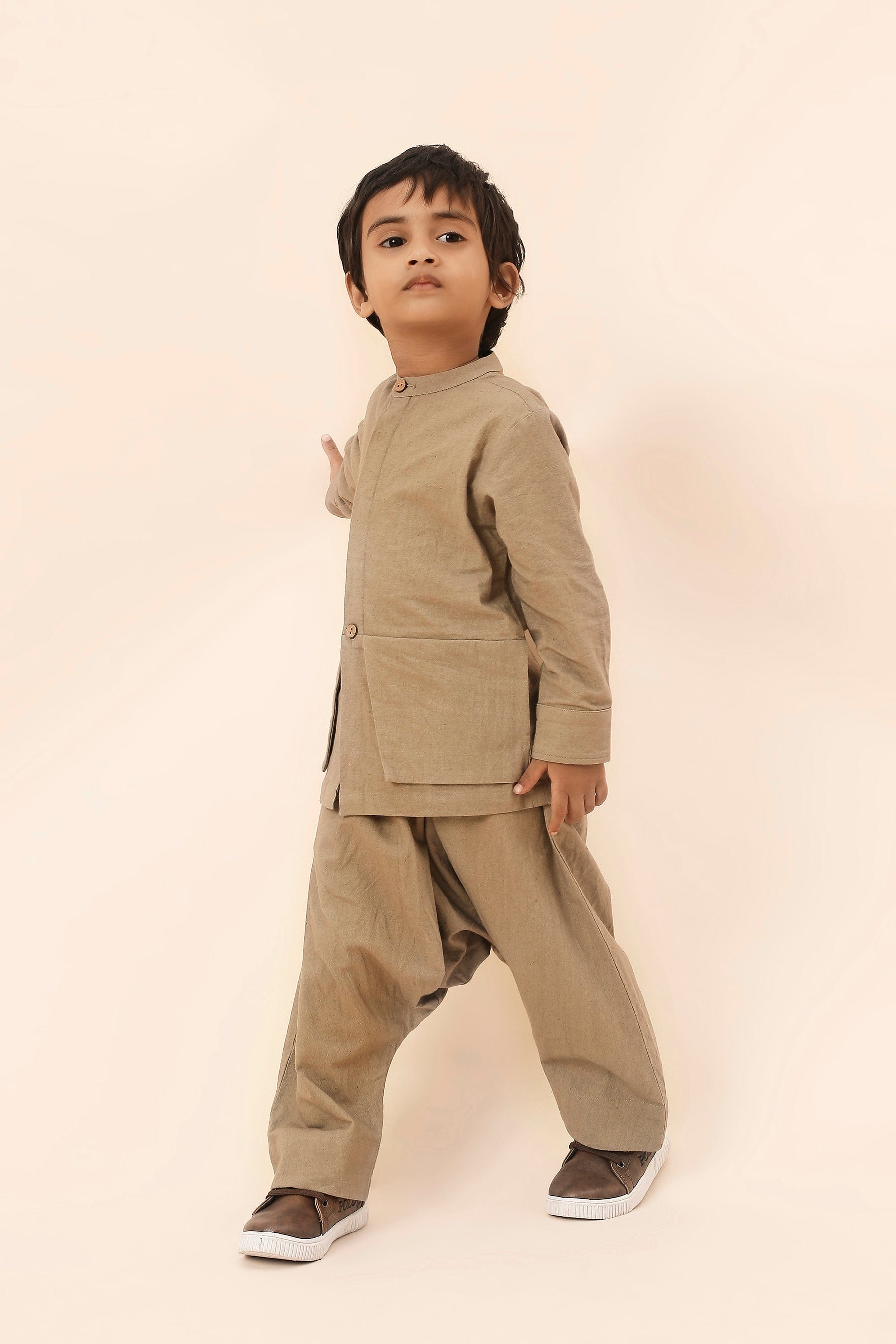 Mati Outfit Sets Mini MATI Boys Beige Pocket DC Set (2 PCS)