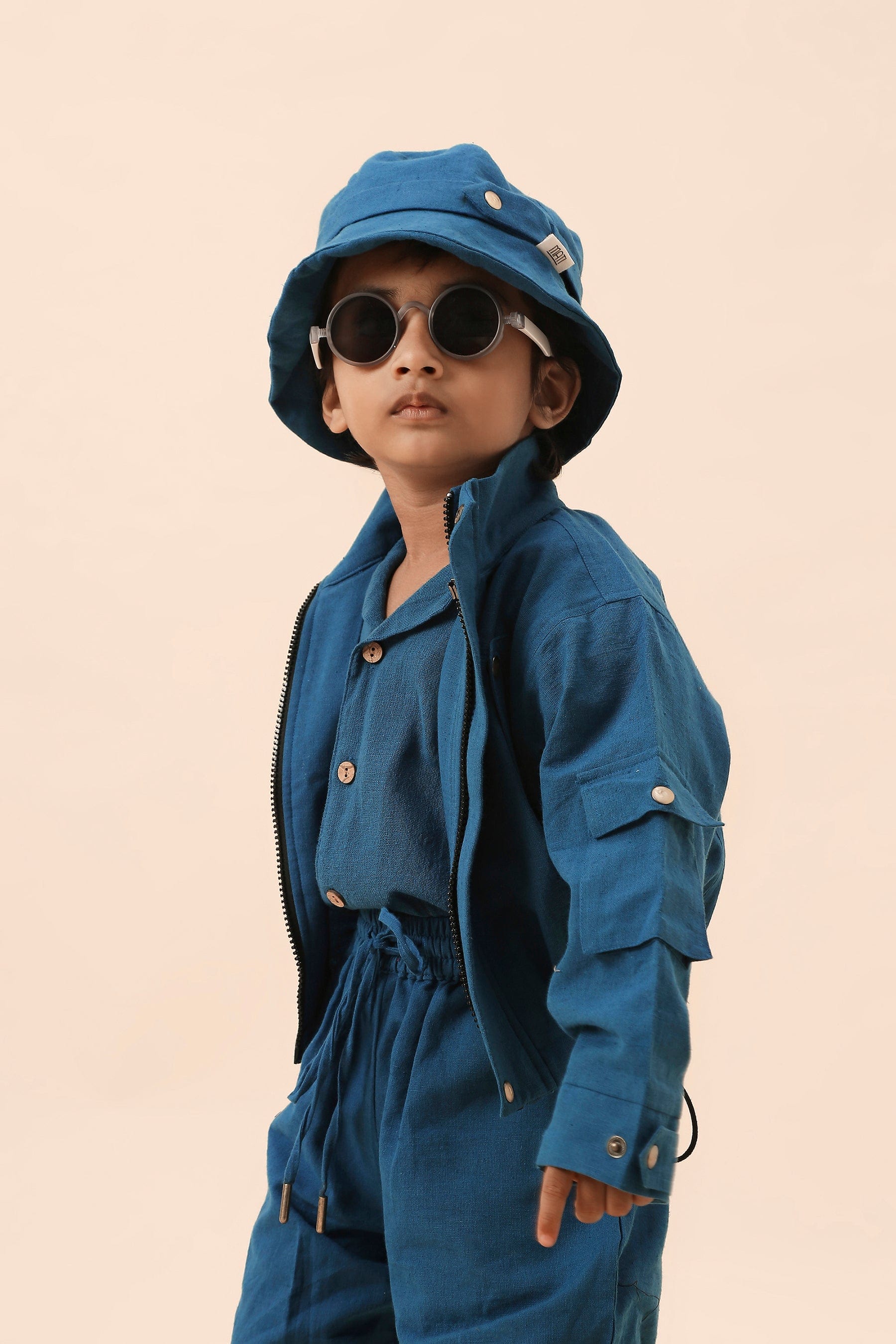 Mati Outfit Sets Mini MATI Boys Blue Safari Crop Set (3 PCS)