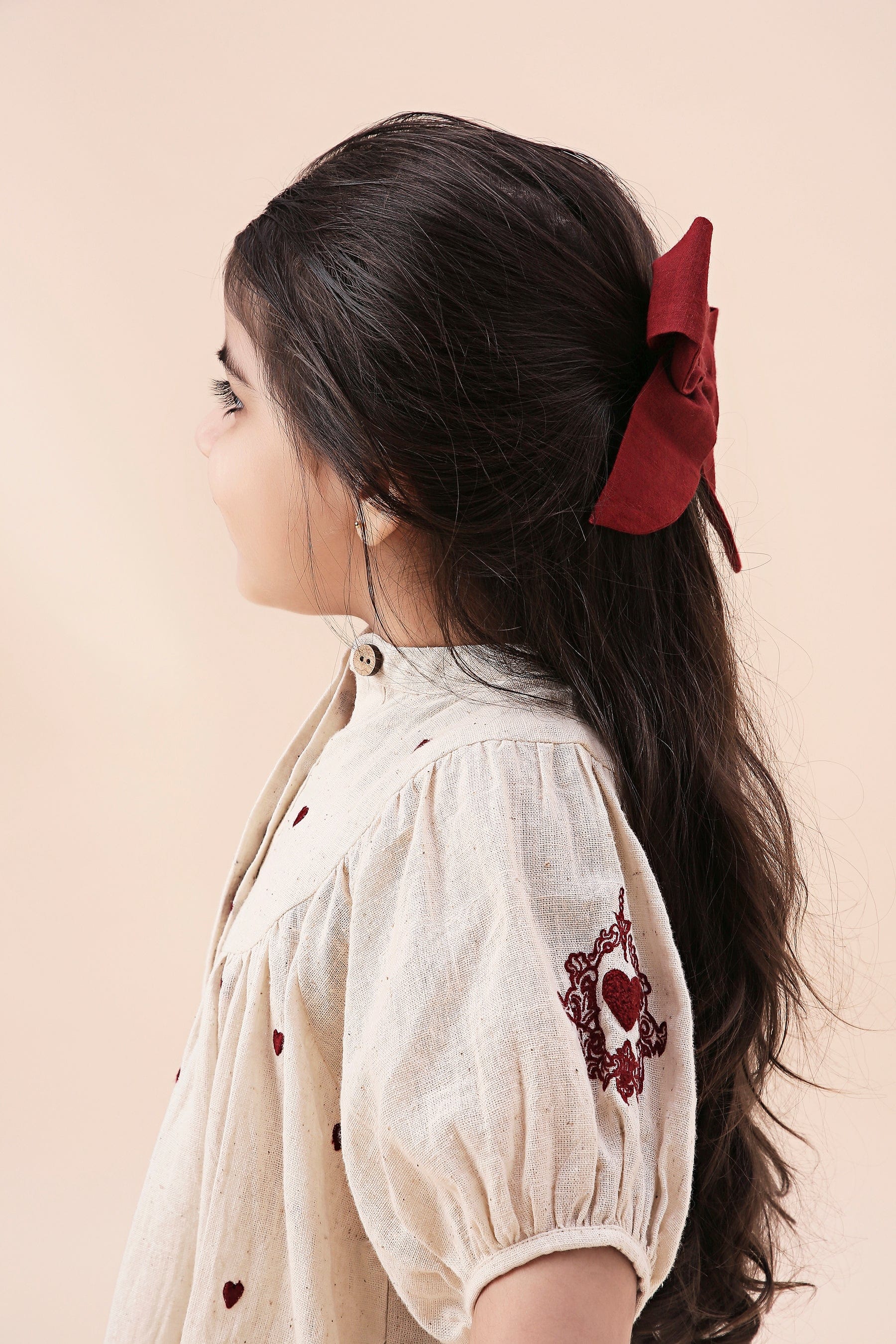 Mati Outfit Sets Mini MATI Girls Off-White Heart EMB Acra Tunic Set (2 PCS)