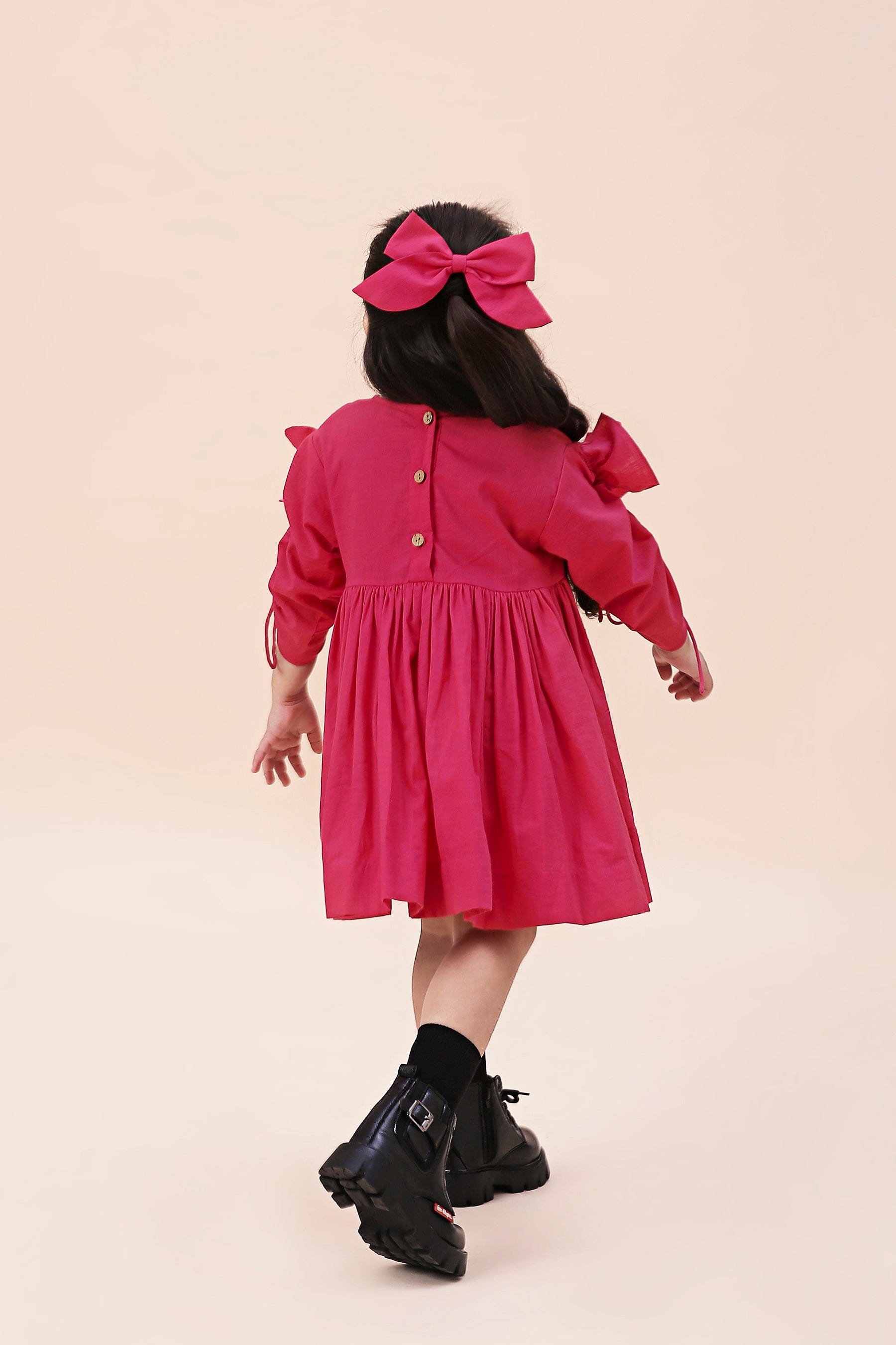 Mati Outfit Sets Mini MATI Girls Pink Ruffle Sleeve Dress