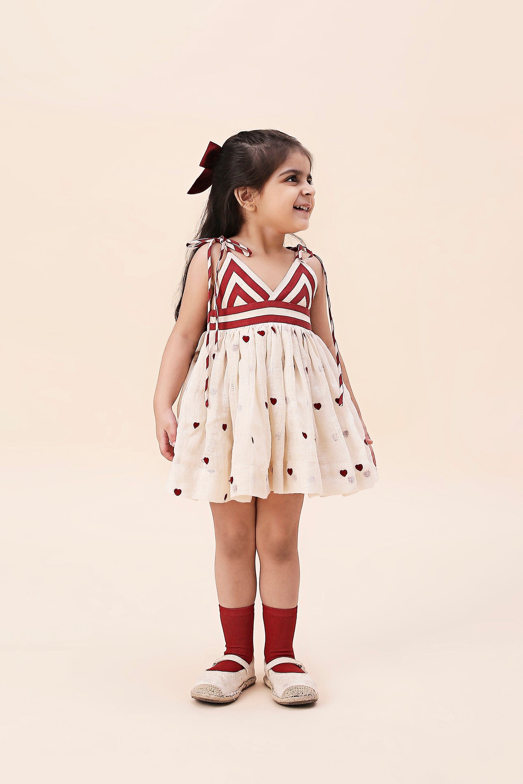 Mati Outfit Sets Mini MATI Girls Rummy Dress-Oatmeal Hearts