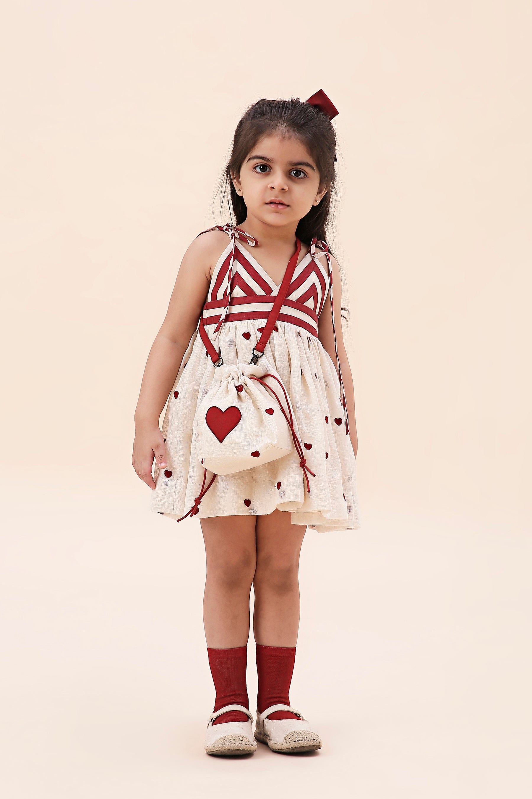 Mati Outfit Sets Mini MATI Girls Rummy Dress-Oatmeal Hearts