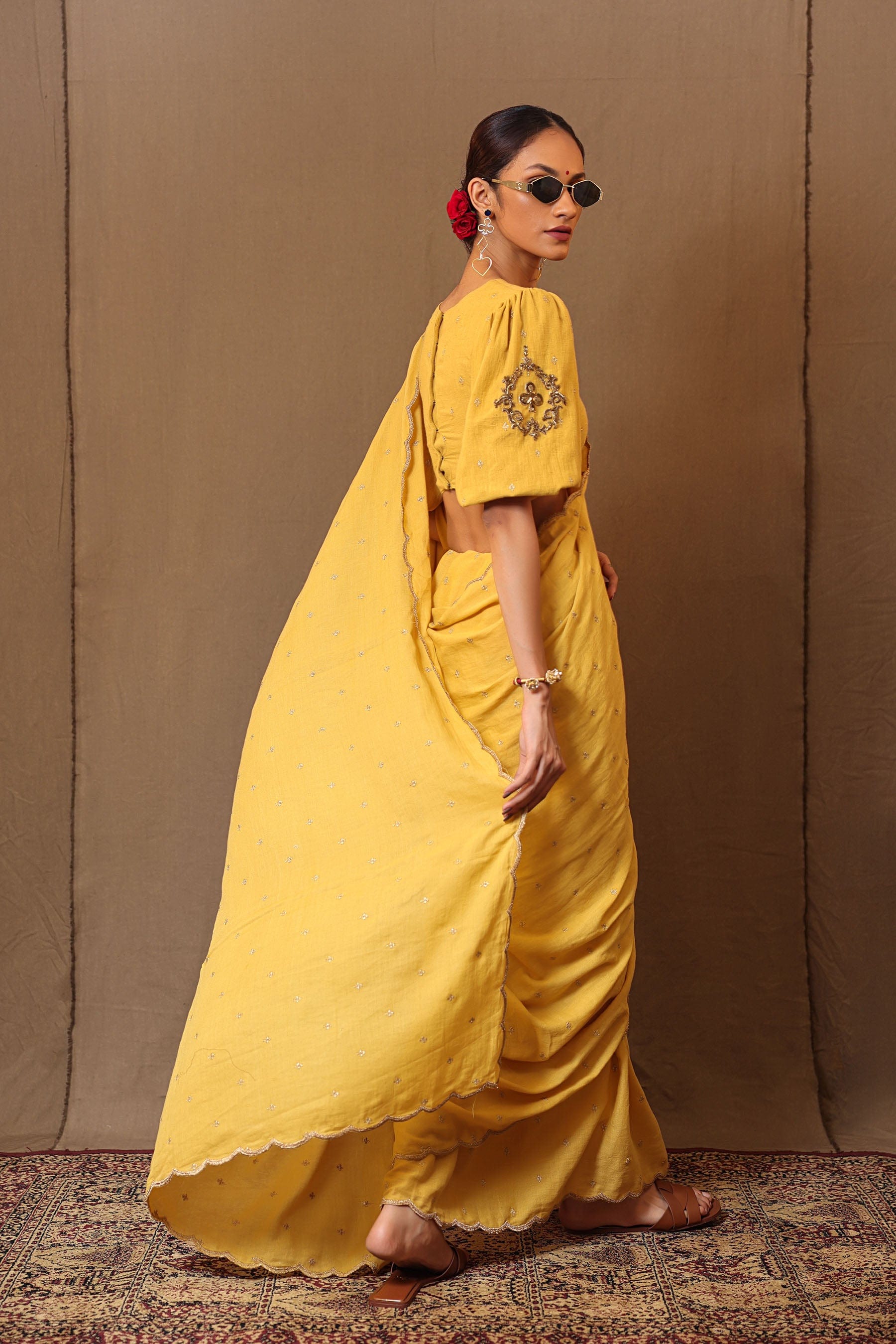 Handmade from Handwoven Organic Cotton. Sarees for Women by Sustainable Fashion Designer Clothing Label MATI