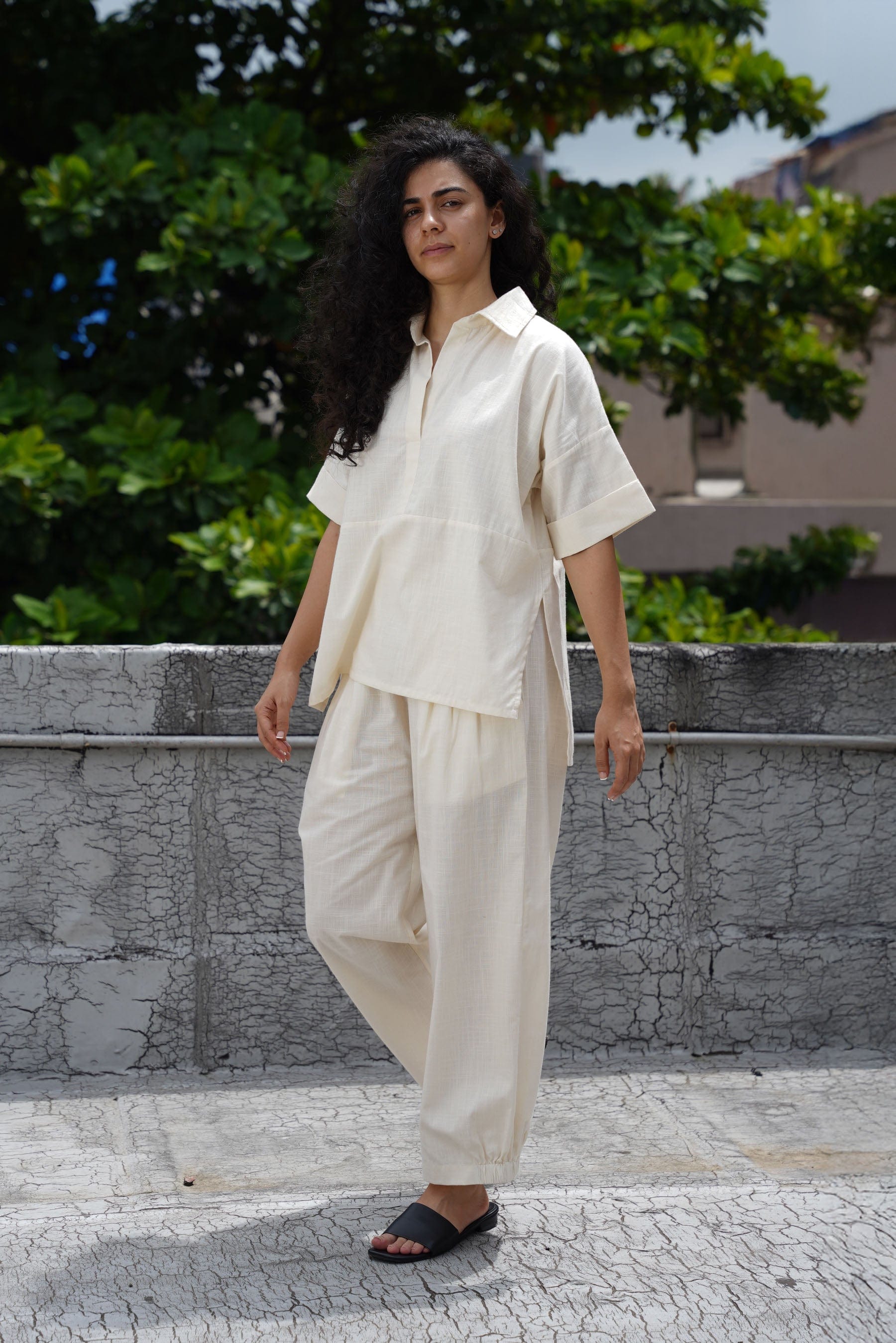 Mati Outfit Sets Oatmeal Ekin Shirt & Hera Cotton Co-Ord Set (2 PCS)