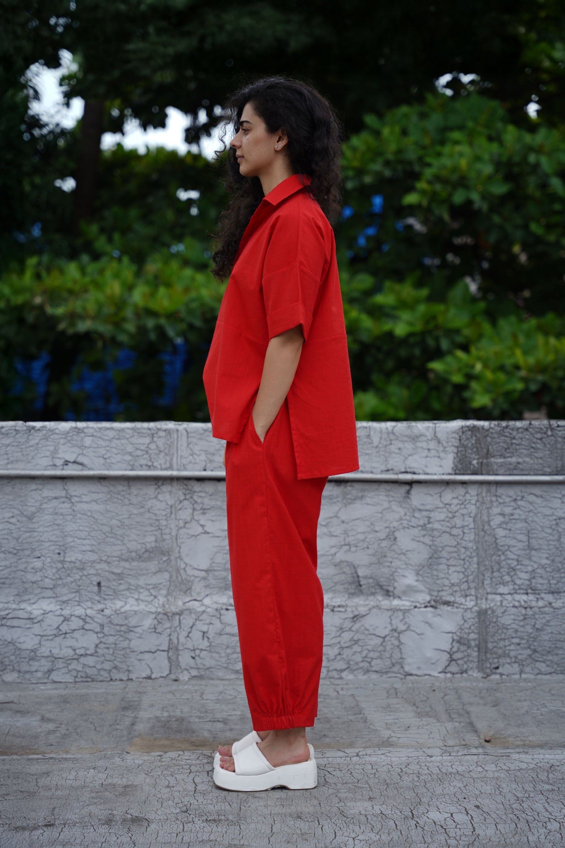 Mati Outfit Sets Red Ekin Shirt & Hera Cotton Co-Ord Set (2 PCS)