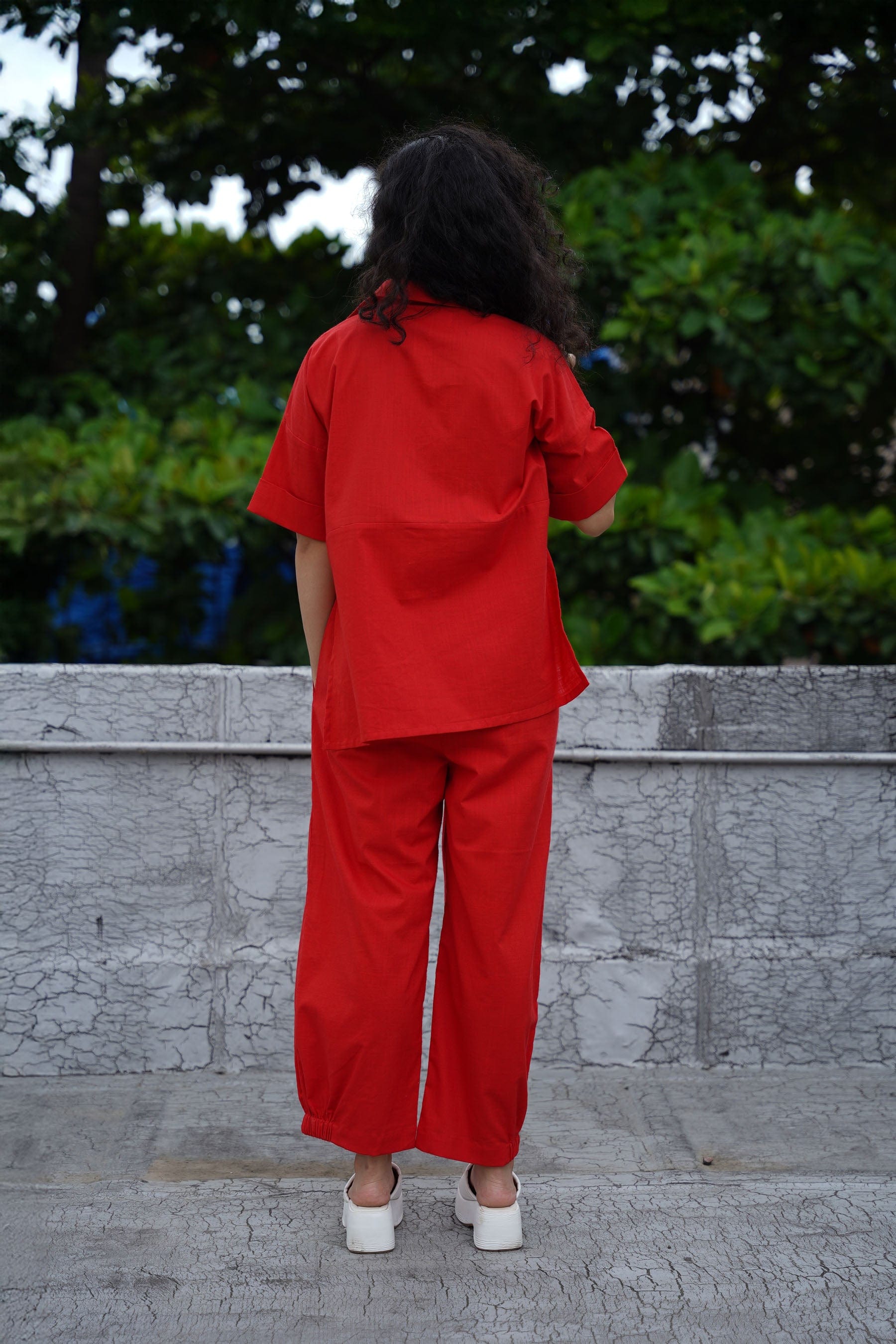 Mati Outfit Sets Red Ekin Shirt & Hera Cotton Co-Ord Set (2 PCS)