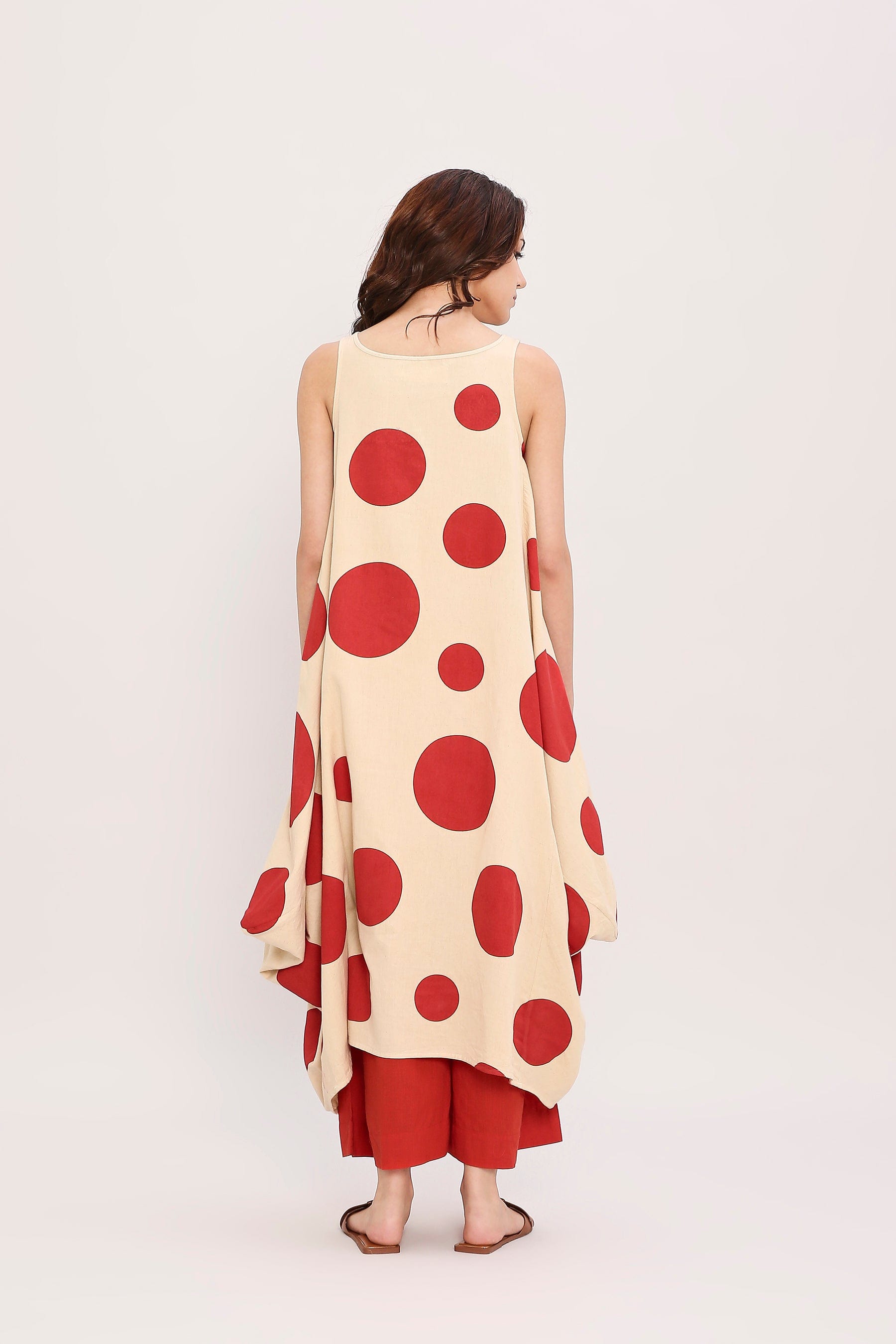 Mati Outfit Sets Red Hand Block Printed Polka Vari Co-Ord Set (2 PCS)