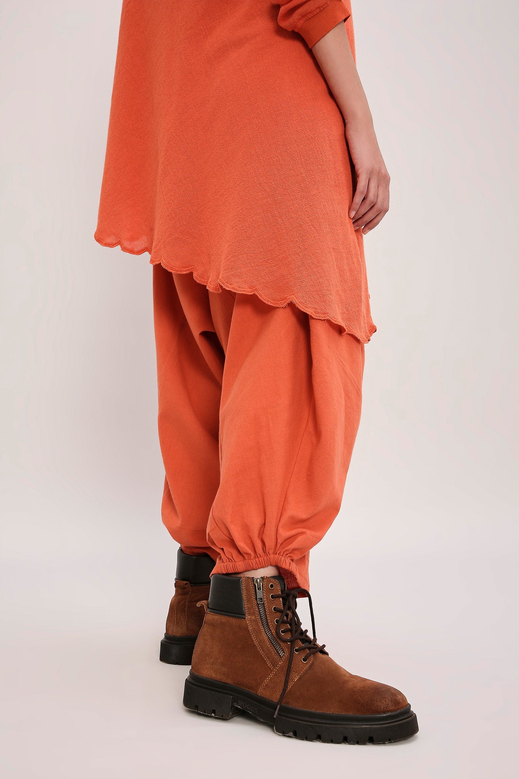 Mati Outfit Sets Rust Ribbed Scallop Tunic Set (2 PCS)