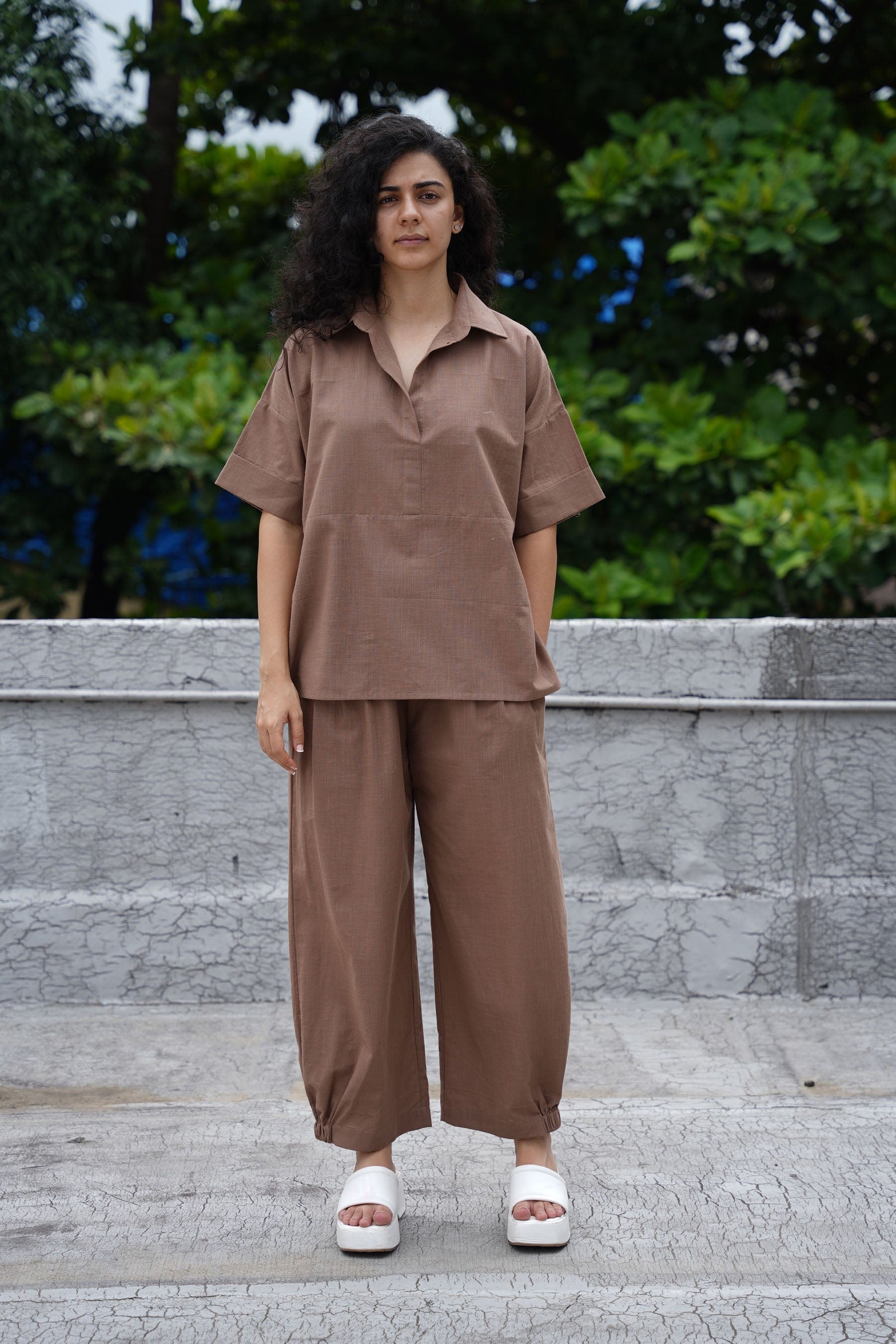 Mati Outfit Sets XS Beige Ekin Shirt & Hera Cotton Co-Ord Set (2 PCS)