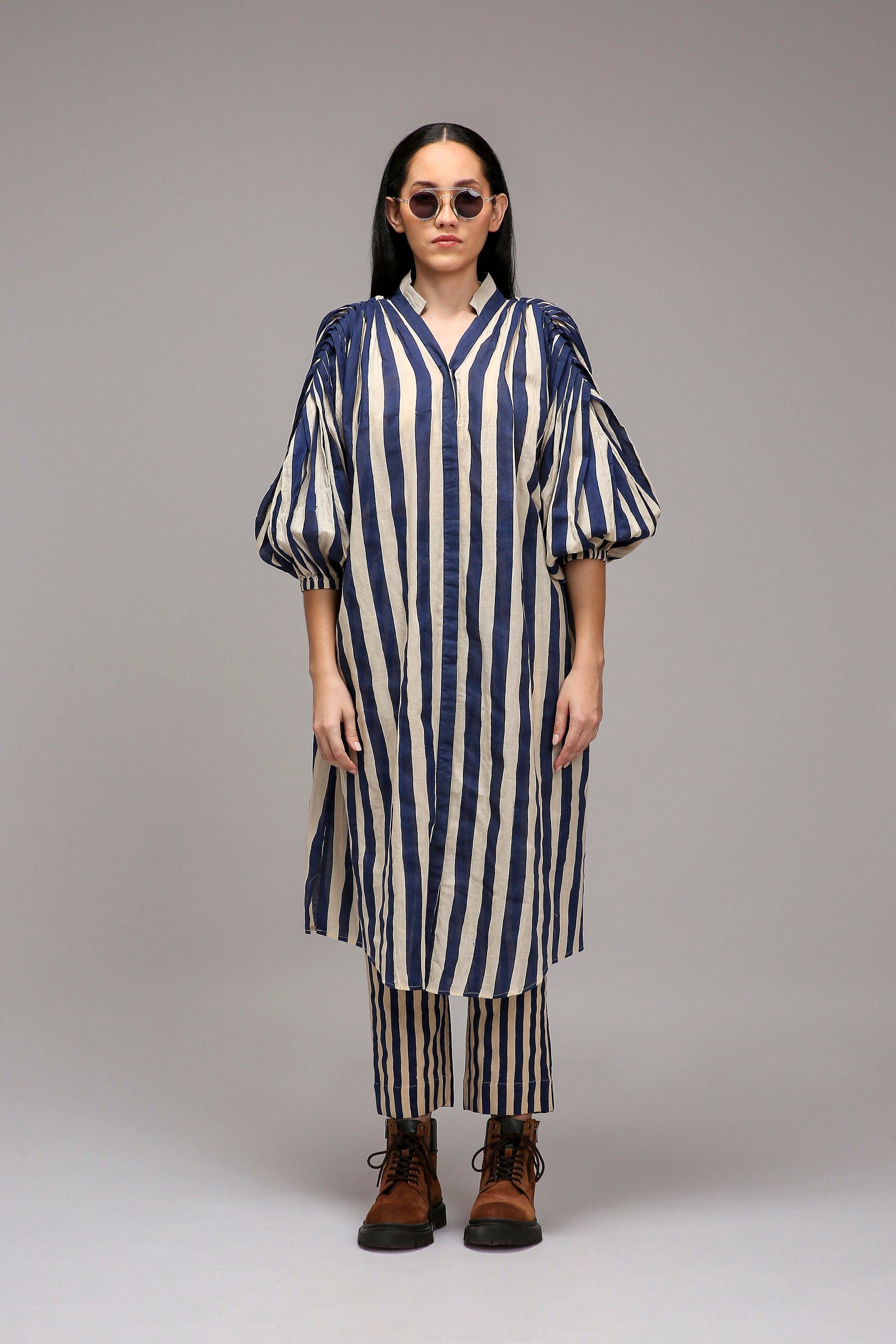 Mati Outfit Sets XS Egg-Shell Blue Striped Baha Tunic Set (2 PCS)