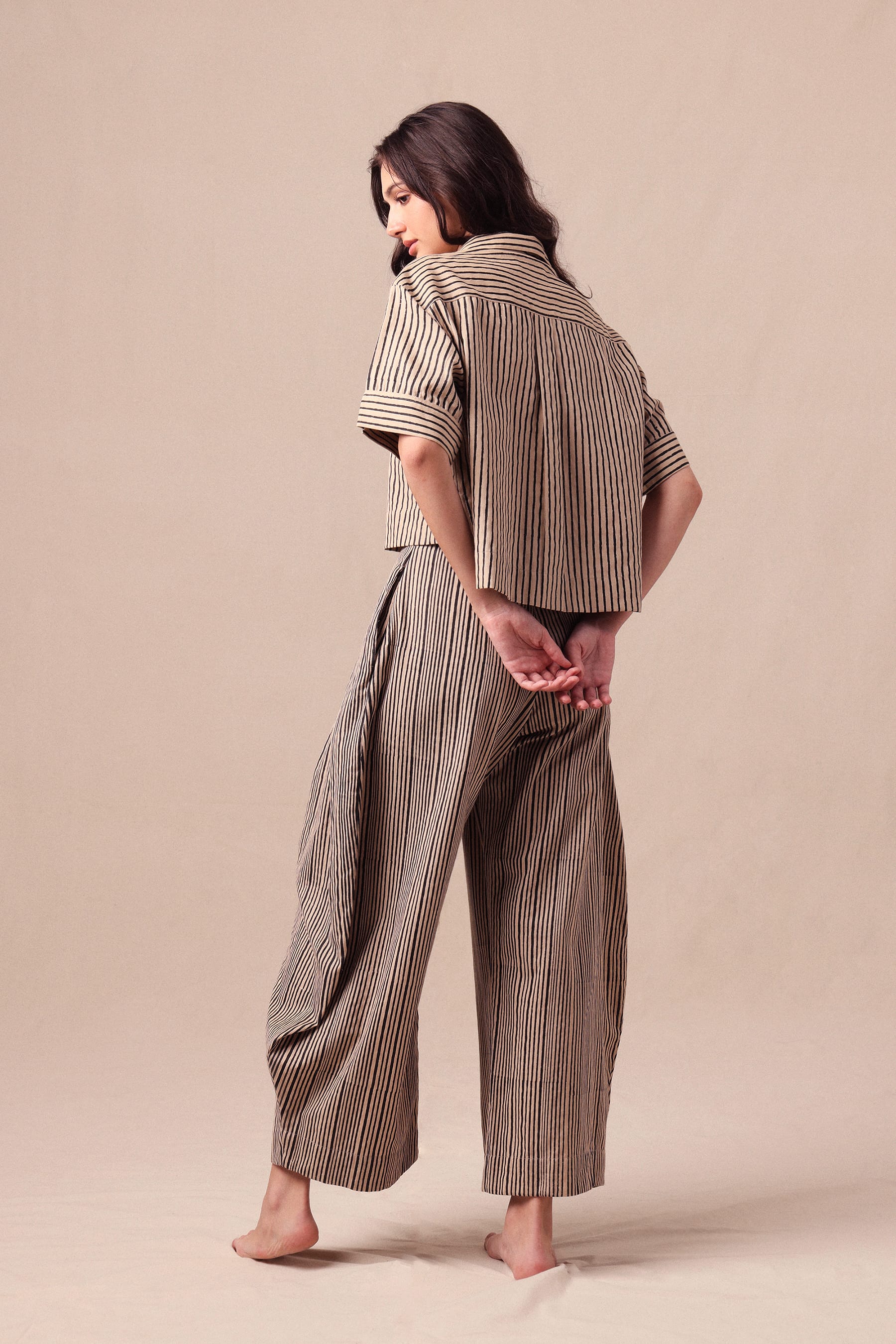 Mati Pants Charcoal Striped Barrel Pants