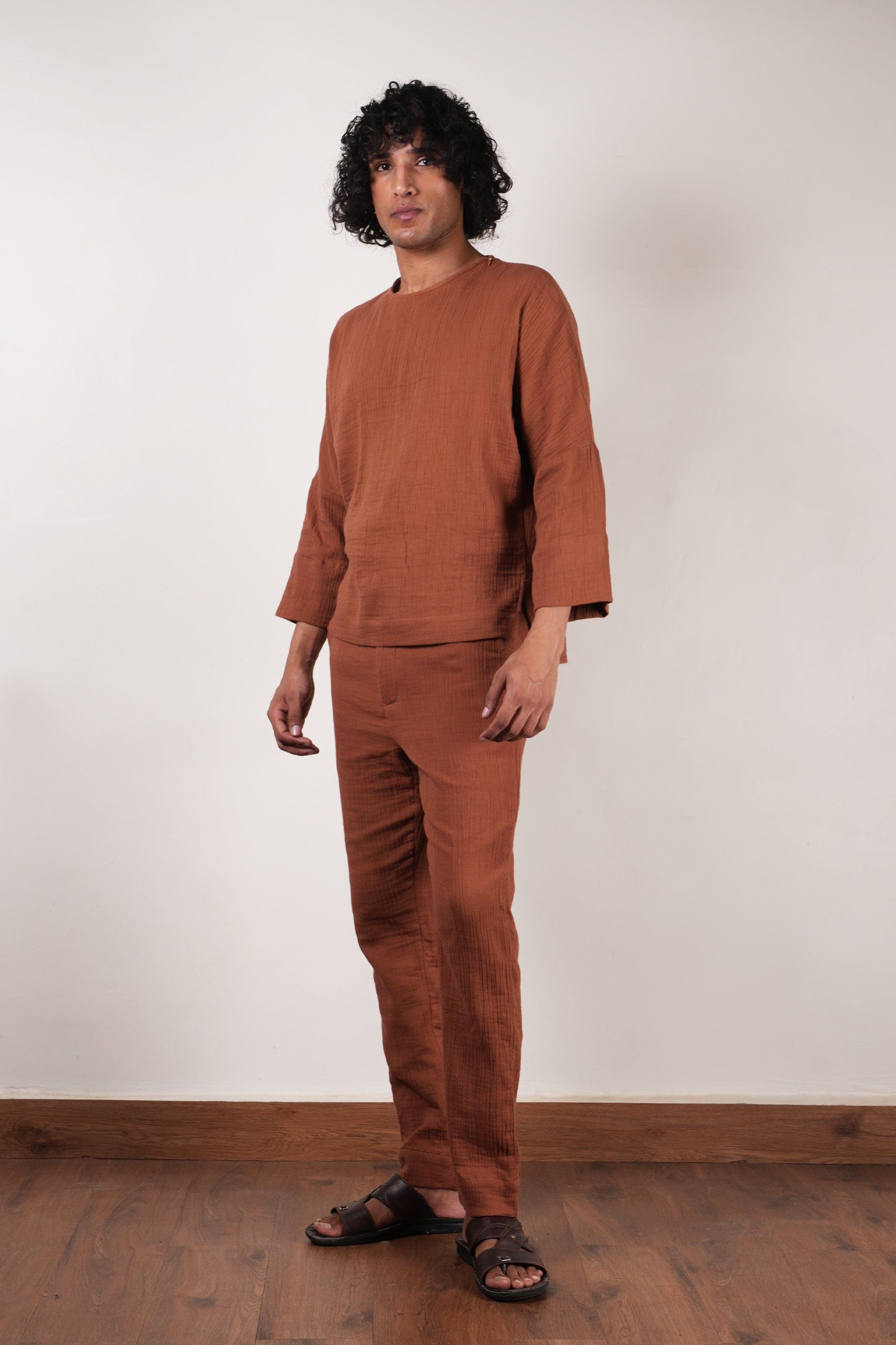 Mati PANTS Men's Crush Cotton Brown Pants