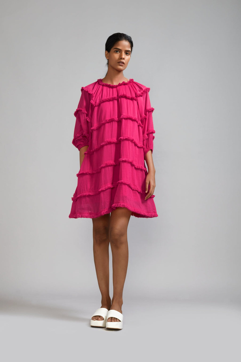 Mati Separates XS Pink Fringed Short Dress